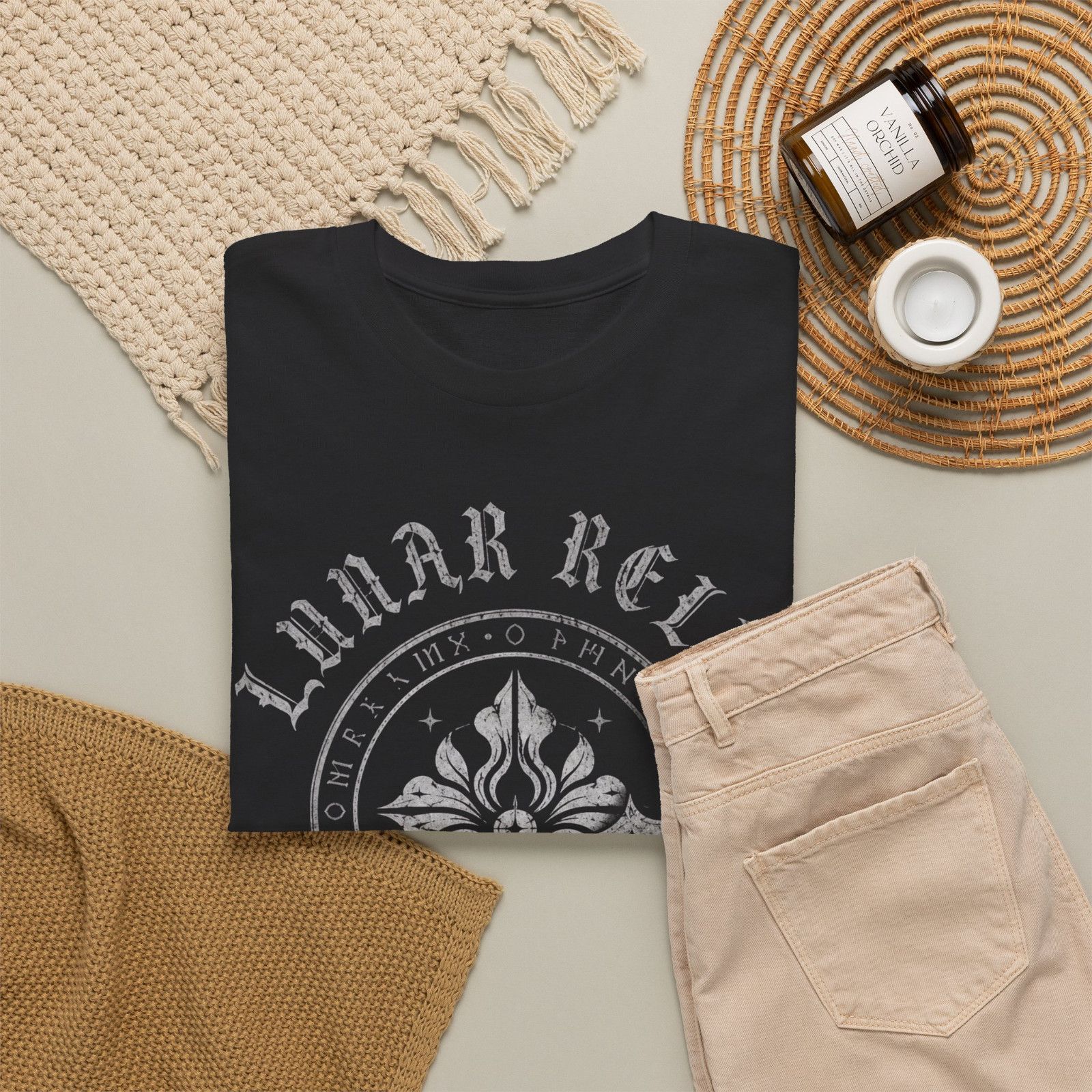 Lunar Relic Gothic Crest Cross Graphic T-Shirt