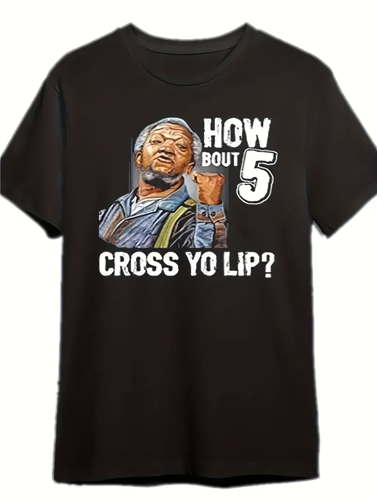 Funny Men’S Short Sleeve Sanford and Son TV Show Redd Foxx Casual Black Cotton T