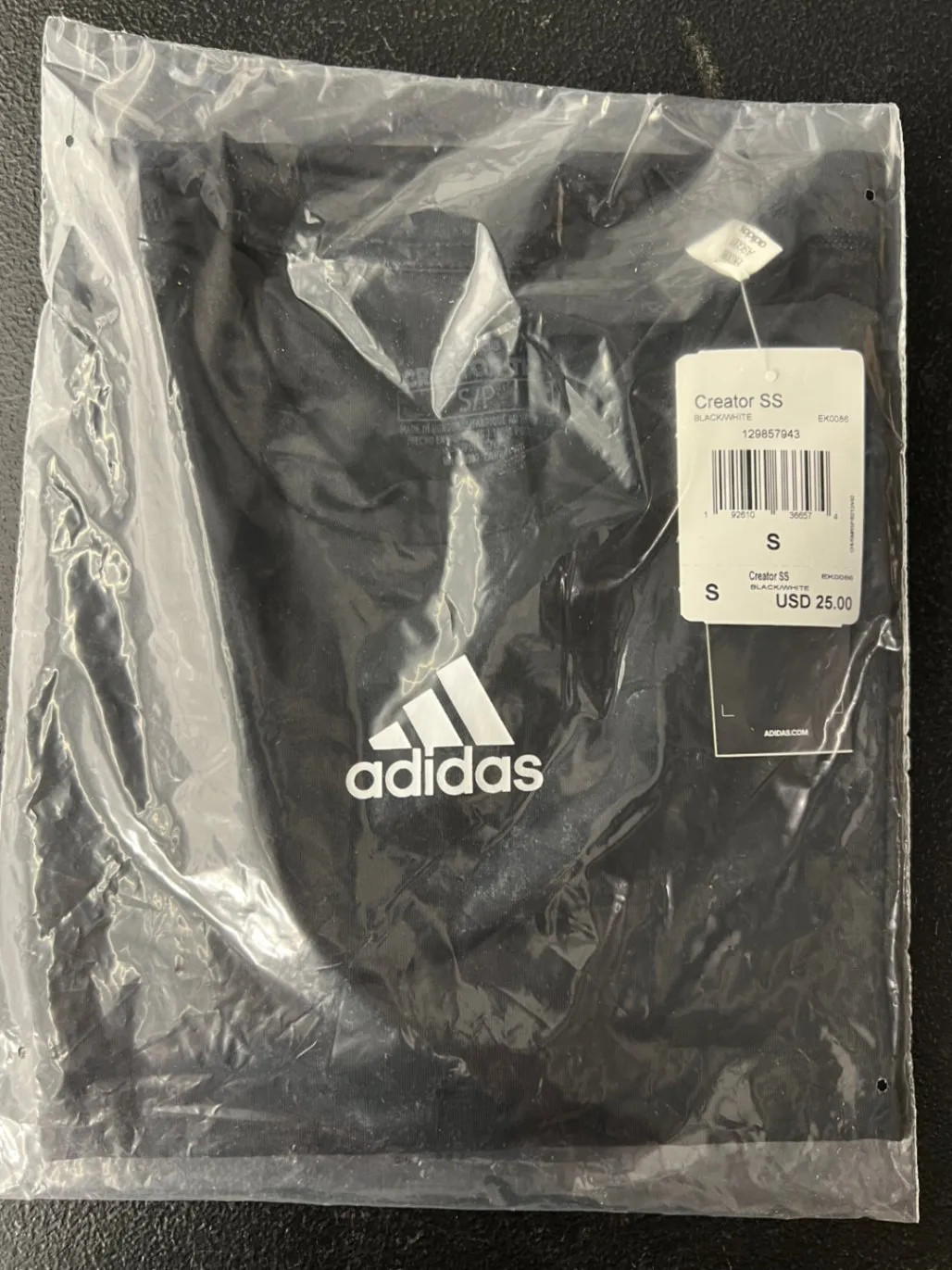 Adidas Creator SS Black White Men’s Size S Short Sleeve T-Shirt New