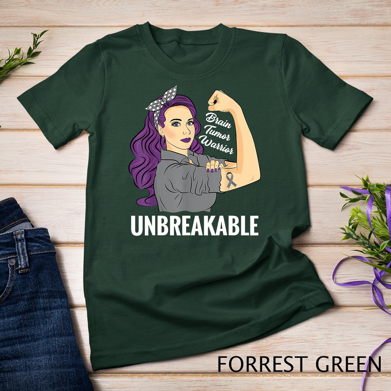 Brain Tumor Awareness Warrior Unbreakable Survivor Unisex T-shirt