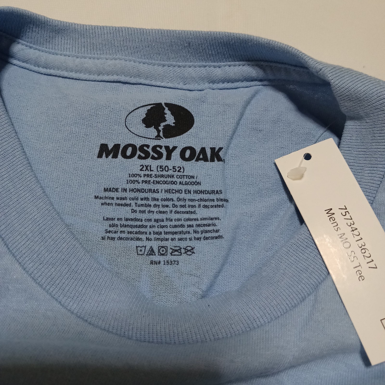 Mossy Oak Men’s Fishing T-Shirt Outdoors Sportsman Lightblue 2XL 50-52 summer