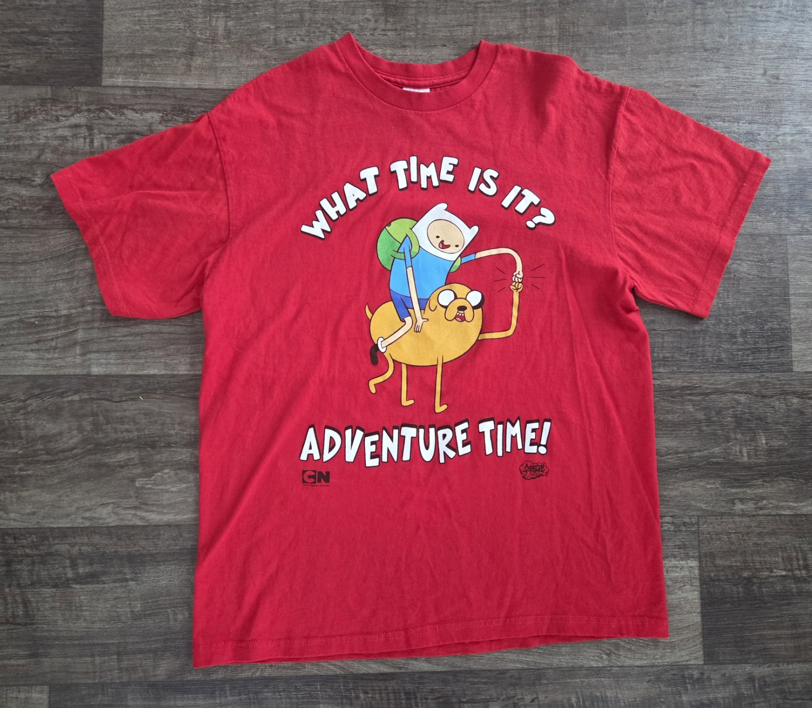 What Time Is It Adventure Time T-shirt Red Excellent Size Large