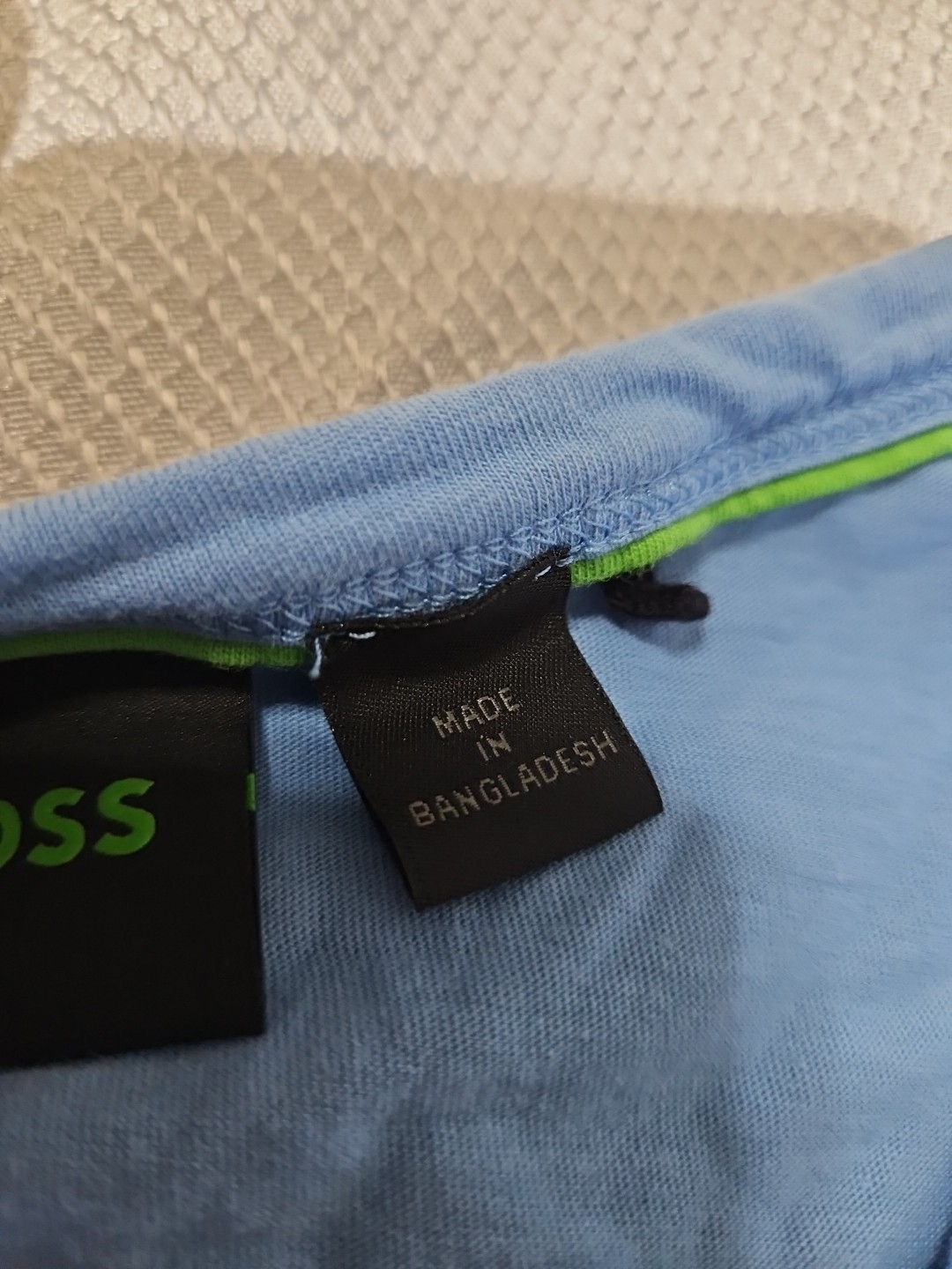 Hugo Boss Shirt Mens XXL 2XL Blue Textured Spellout Casual Streetwear Tee