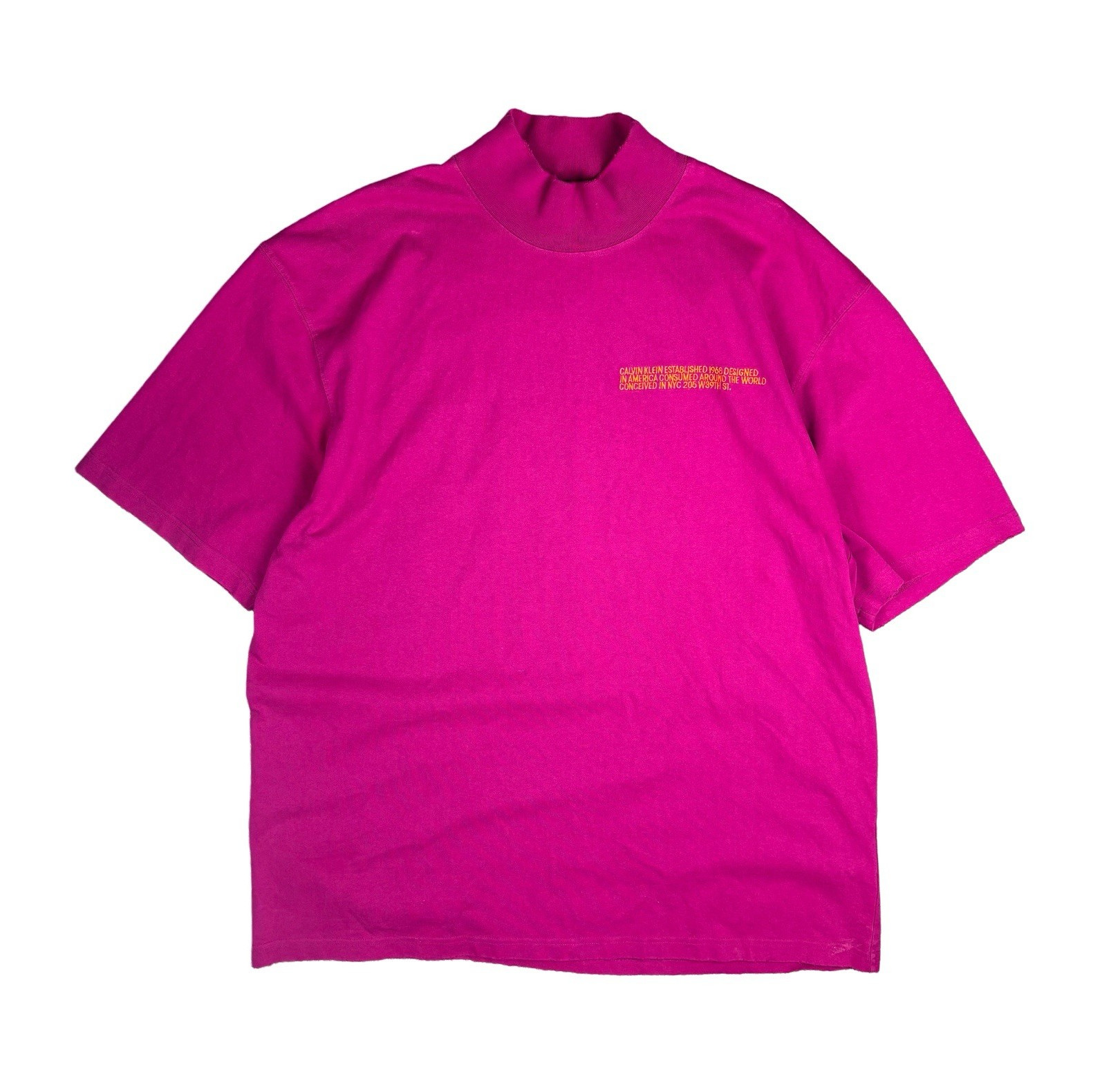 Calvin Klein 205W39NYC Mens Pink Logo Mock Neck Short Sleeve Cotton Knit XL