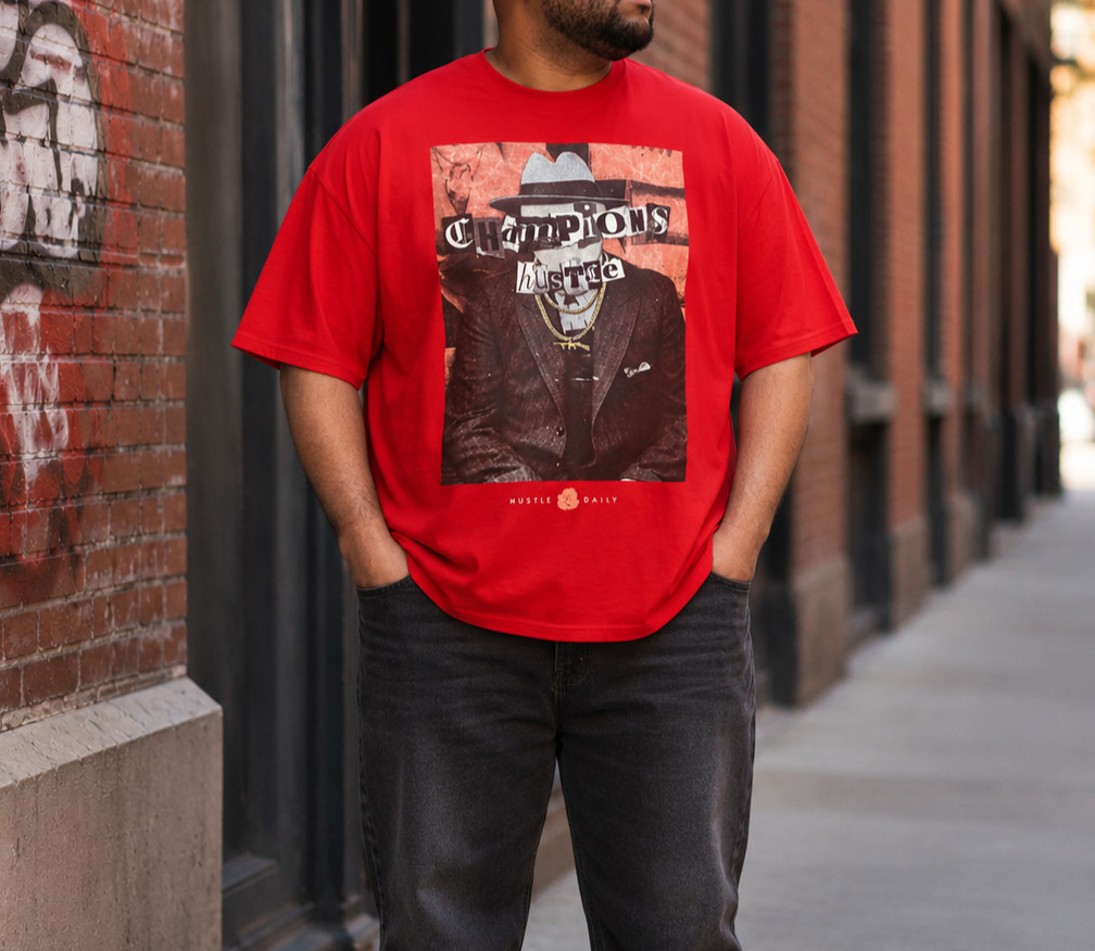 Muerte Hustle Daily Champions Graphic T-Shirt 3XL Red Hip Hop Streetwear Mens