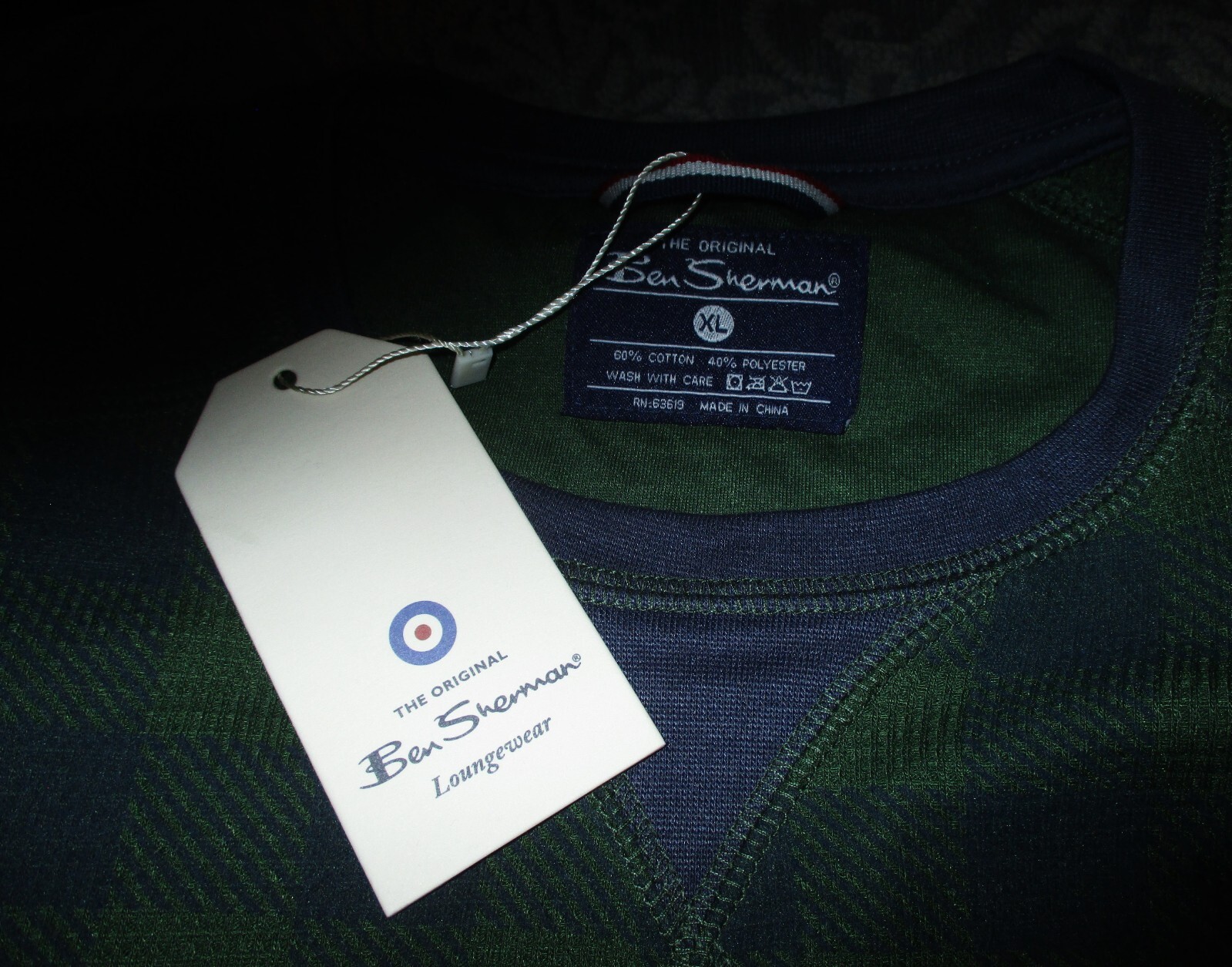BEN SHERMAN Green Loungewear Long Sleeve Top Men’s Size XL NWT