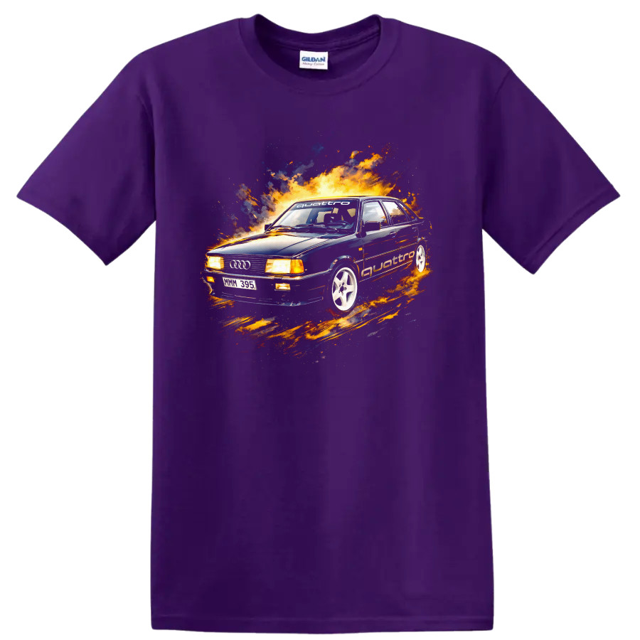 Audi 80 B2 Old Car Flame Burst T Shirt Classic Racing Auto Tee
