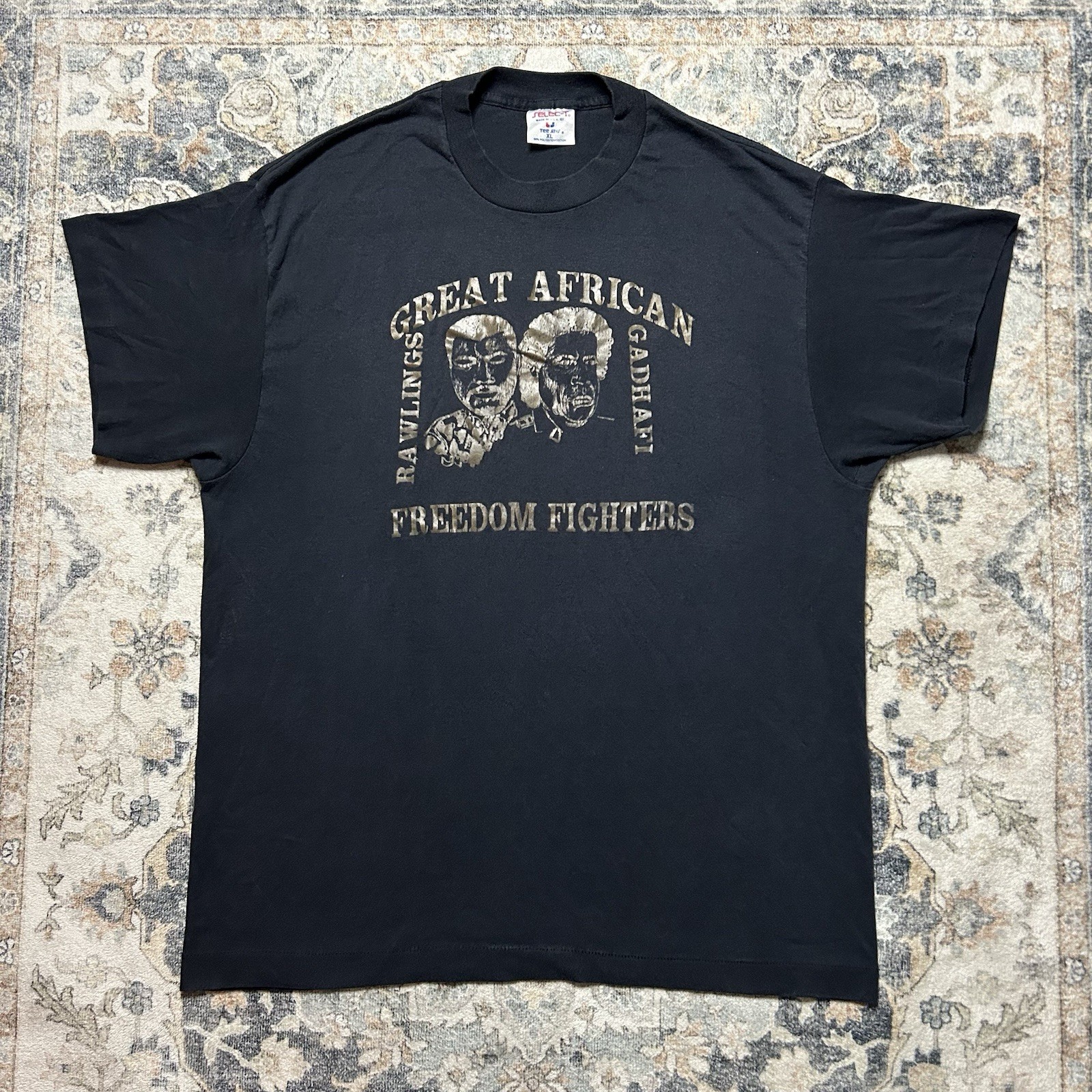 Vintage 90s African Freedom Fighters T-Shirt XL Black History Rawlings Gadhafi