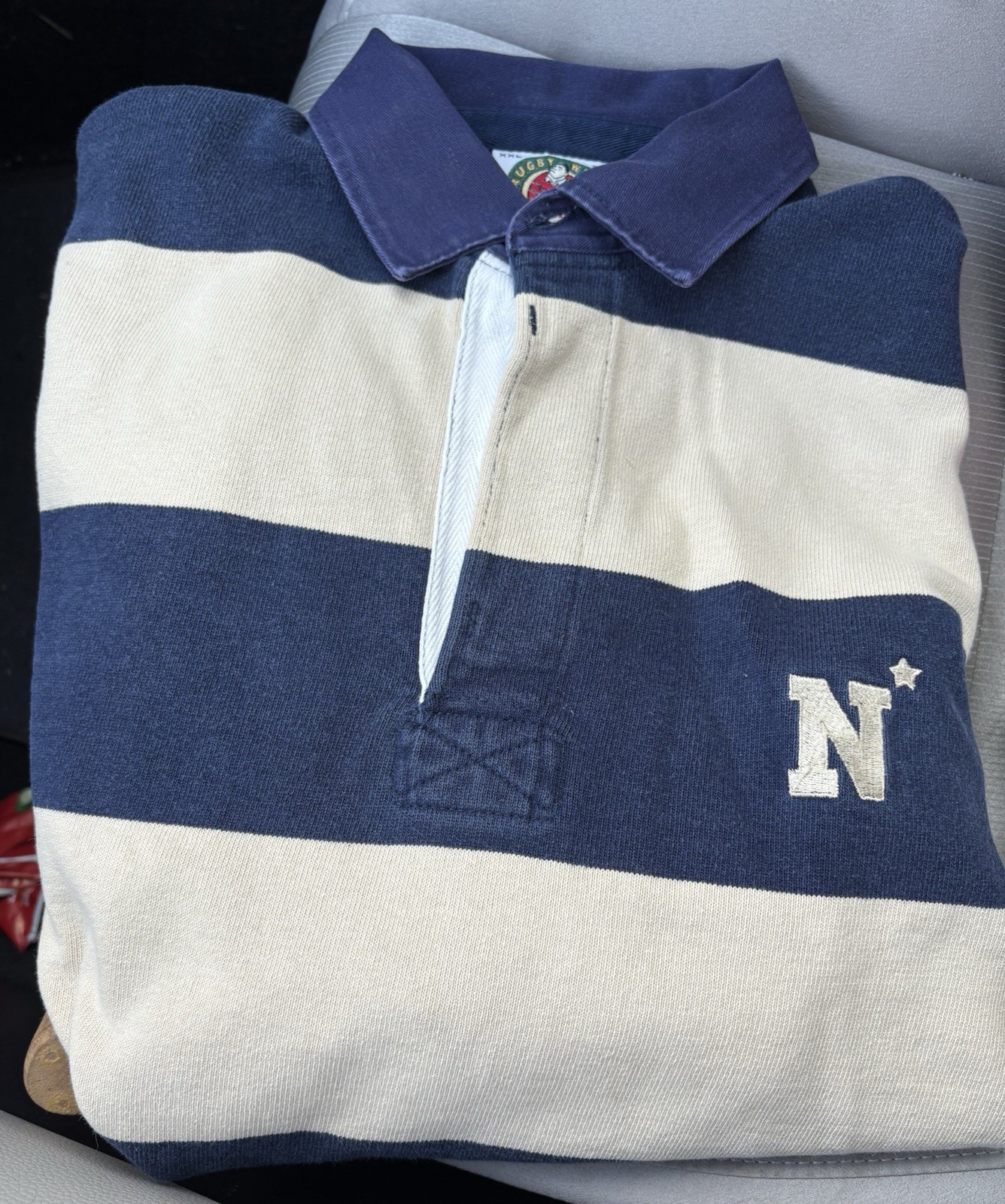 Vintage USNA Naval Academy Barbarian Rugby Wear Shirt XXL Midshipmen Big Stripes