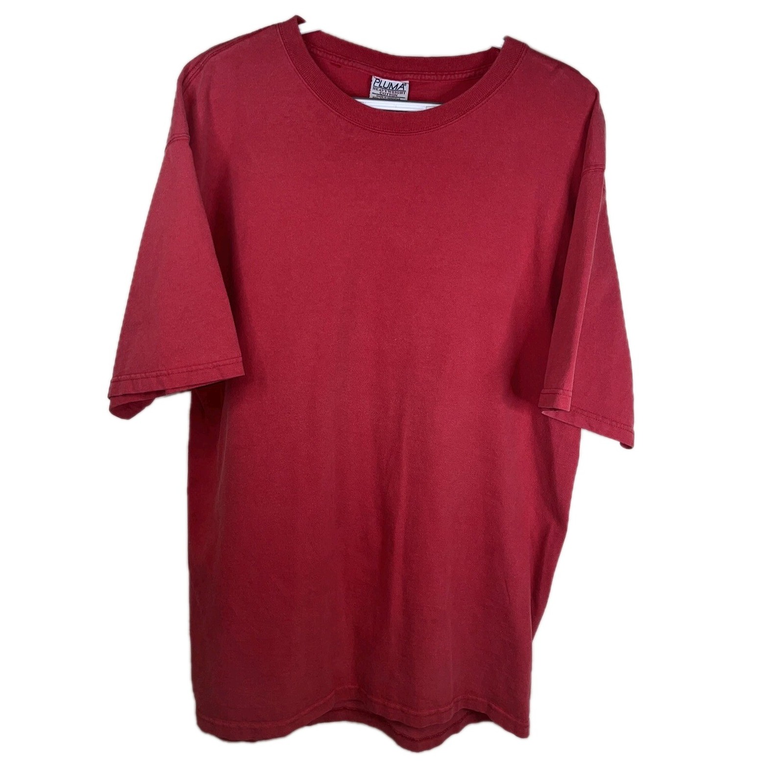 Pluma Mens Large T-Shirt Heavyweight Cotton Red Tee Made in USA Vintage 90s