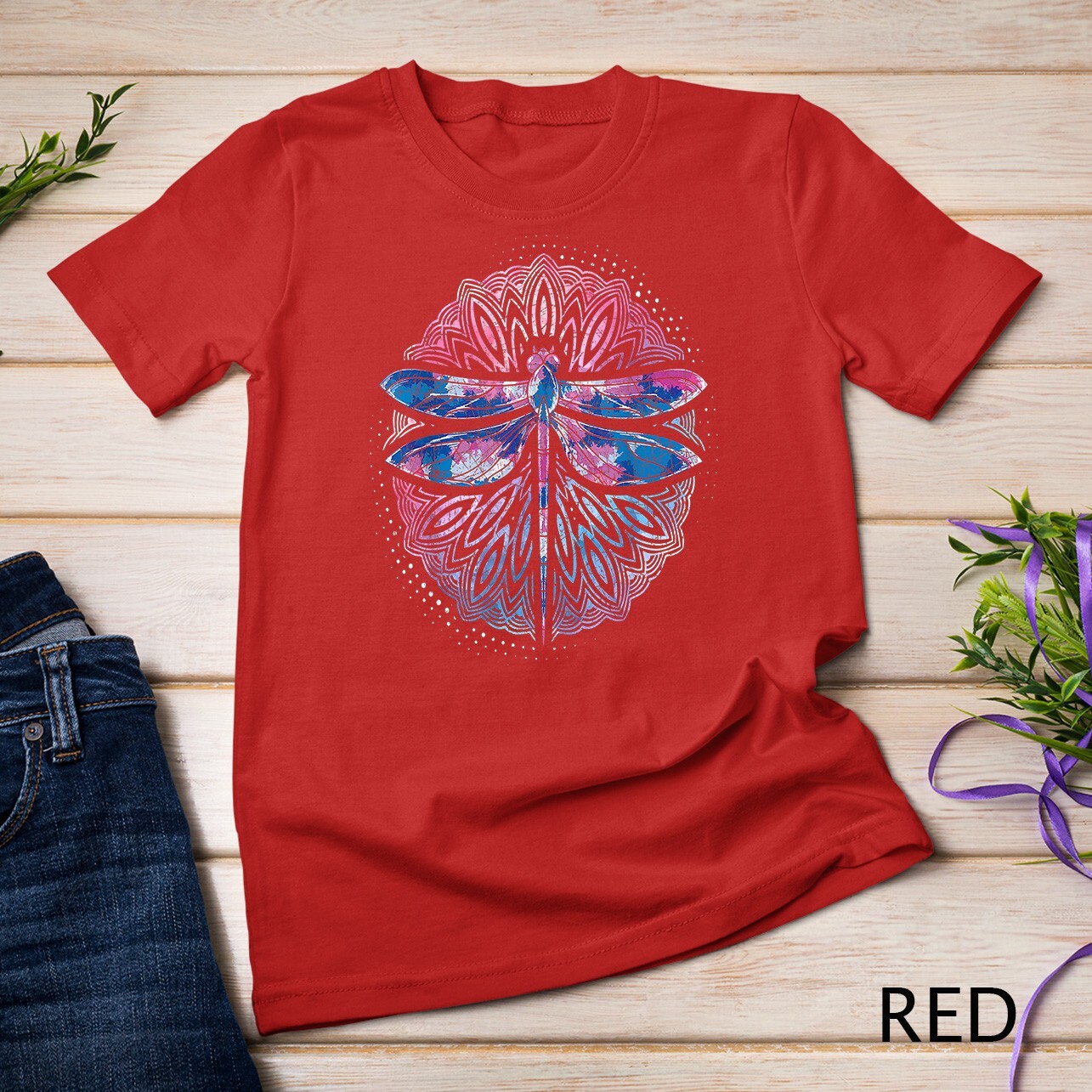 Dragonfly Yoga Meditation Prana Sacred Geometry Mandala T-Shirt Unisex T-shirt