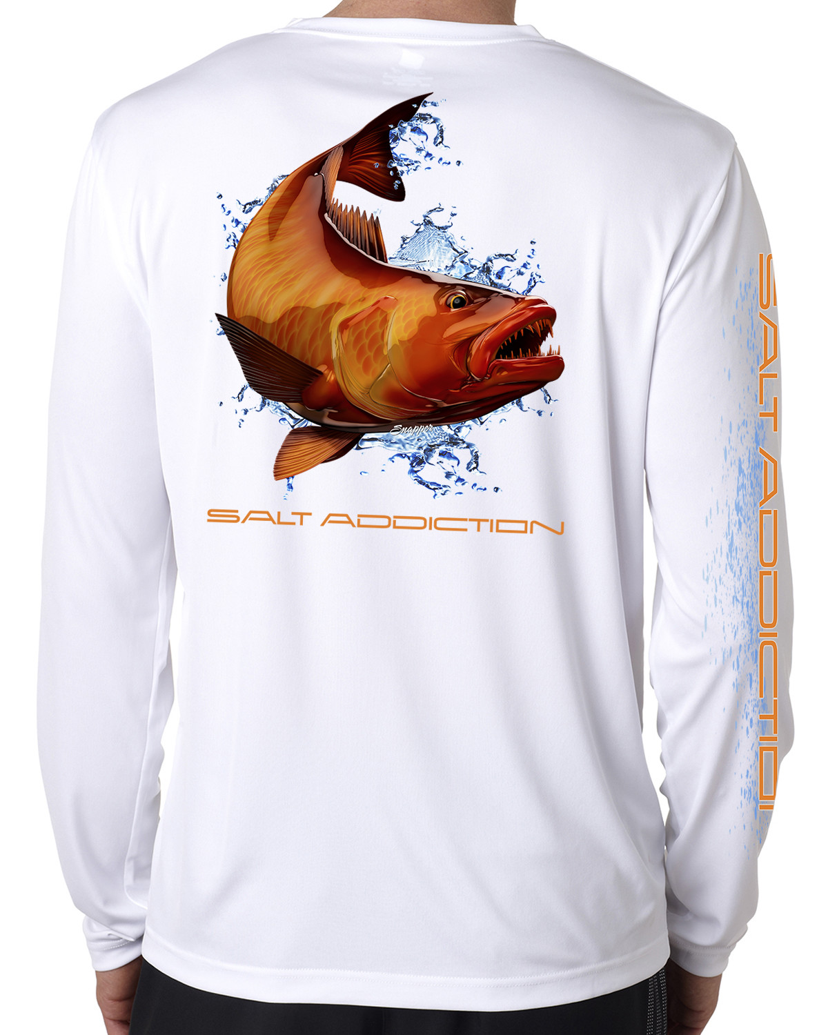 Salt Addiction long sleeve microfiber Snapper fishing t shirt 50+ uv poly