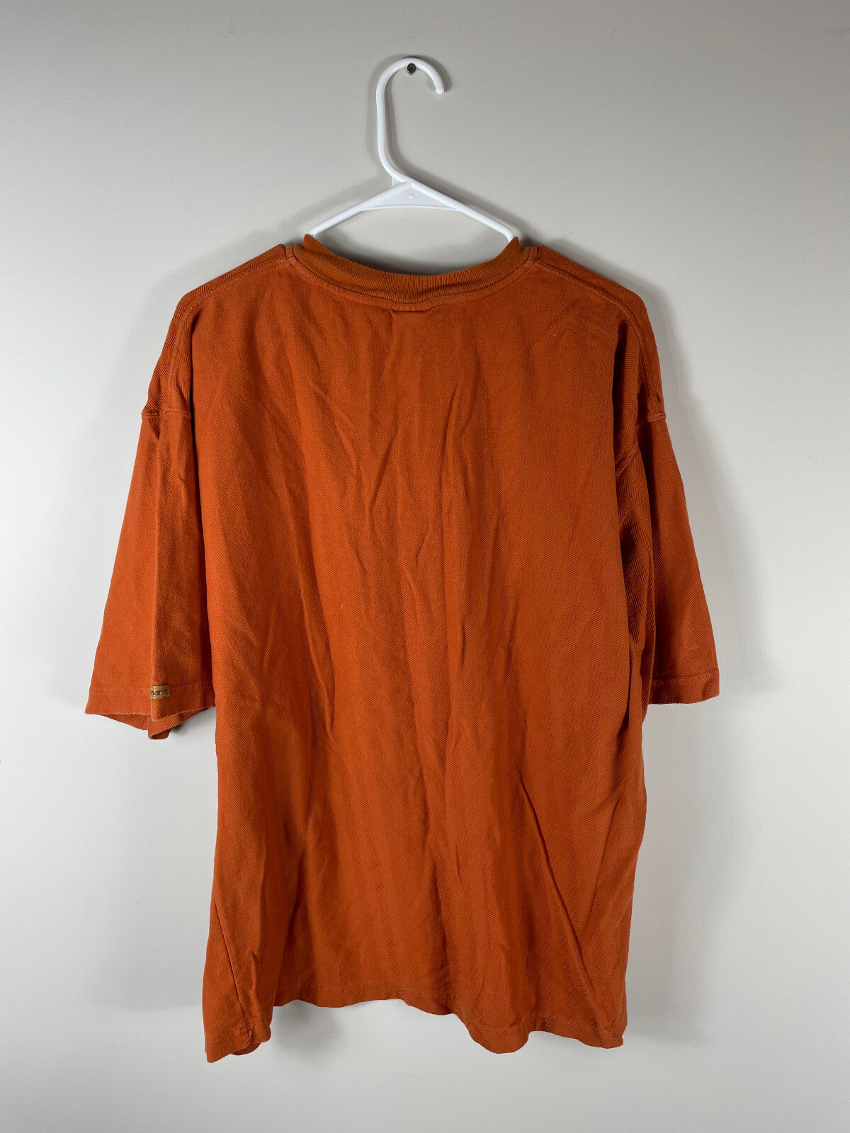 VTG Carhartt Short Sleeve Henley T-Shirt Mens XL Orange Textured Woven