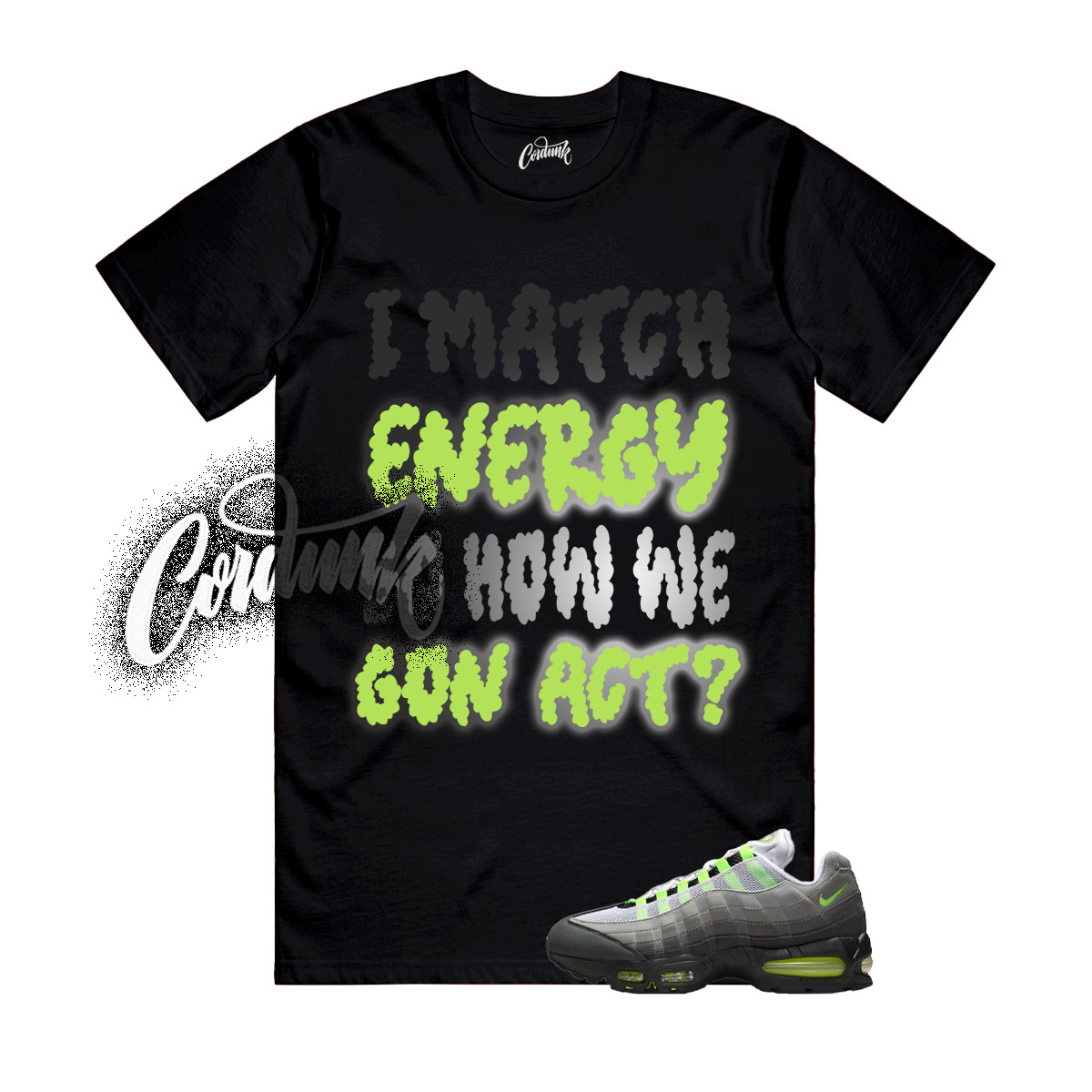 Air Max 95 Big Bubble Neon Black Yellow Cool Grey 2025 T Shirt Match MATCH