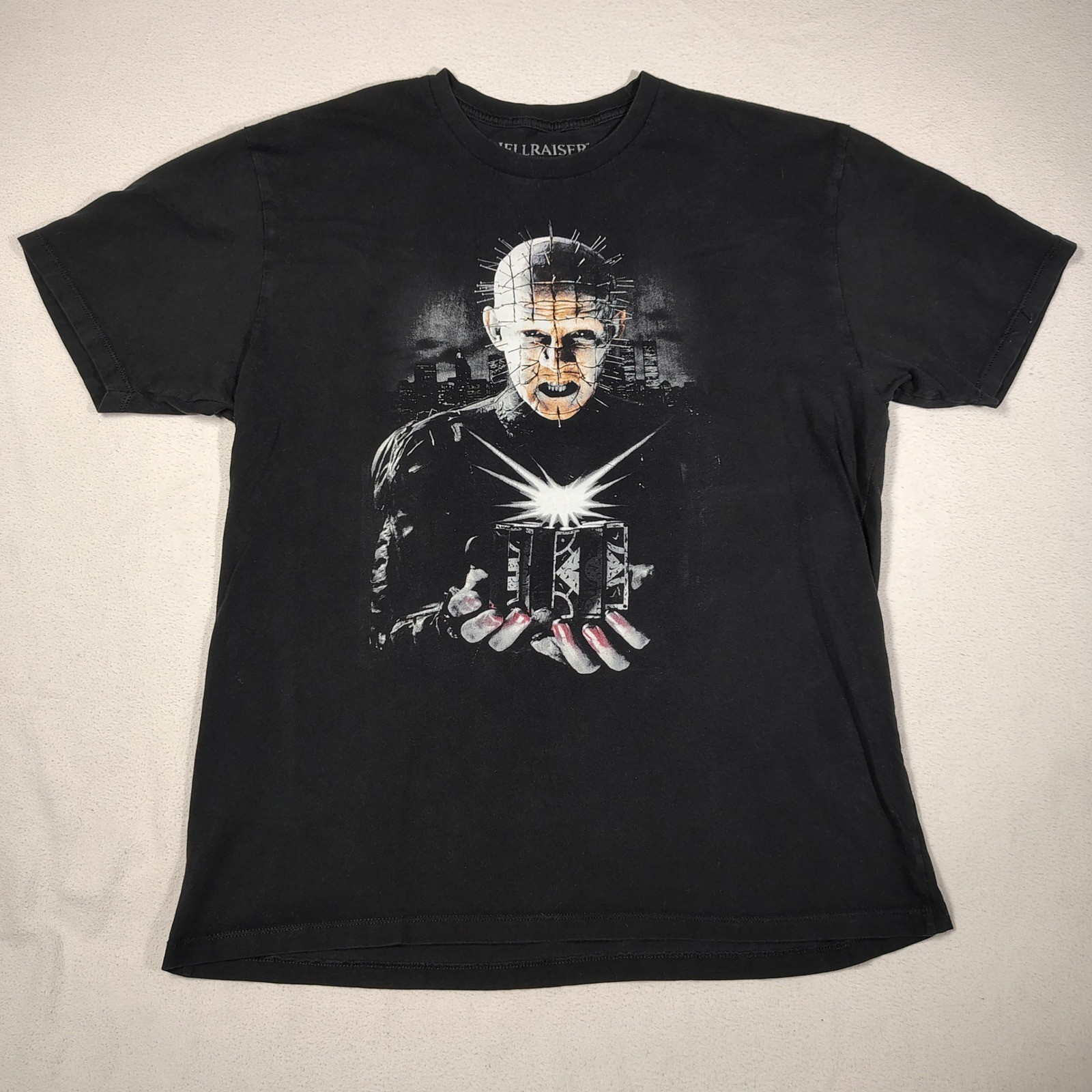 Hellraiser T-Shirt Mens Large Black Cotton Pinhead Hellworld Graphic Horror Tee