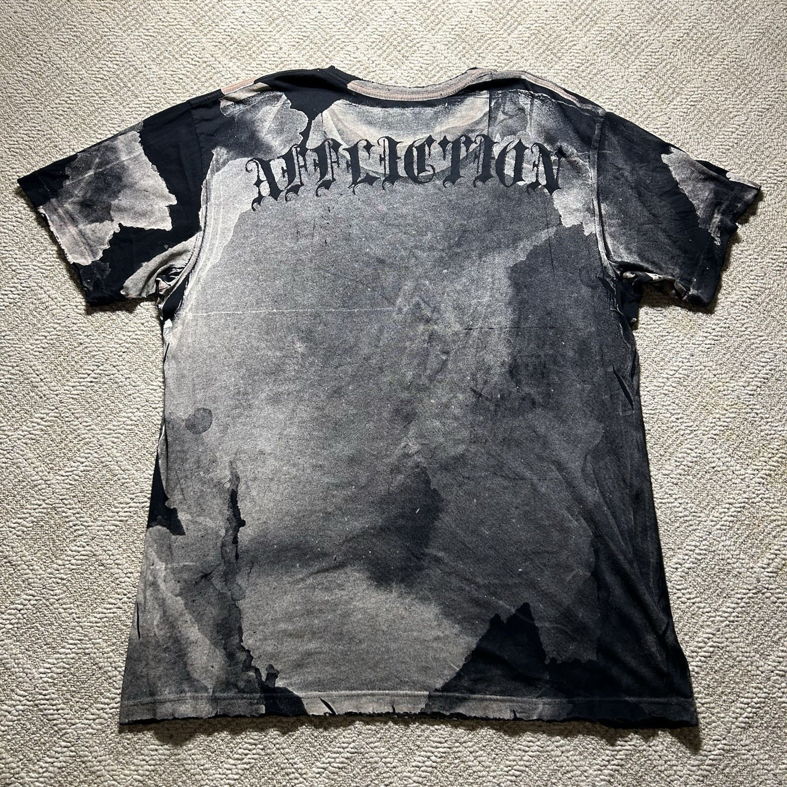 Rare Vtg Affliction Puppet Master God Vs Devil Demon Shirt 2XL Y2K AOP