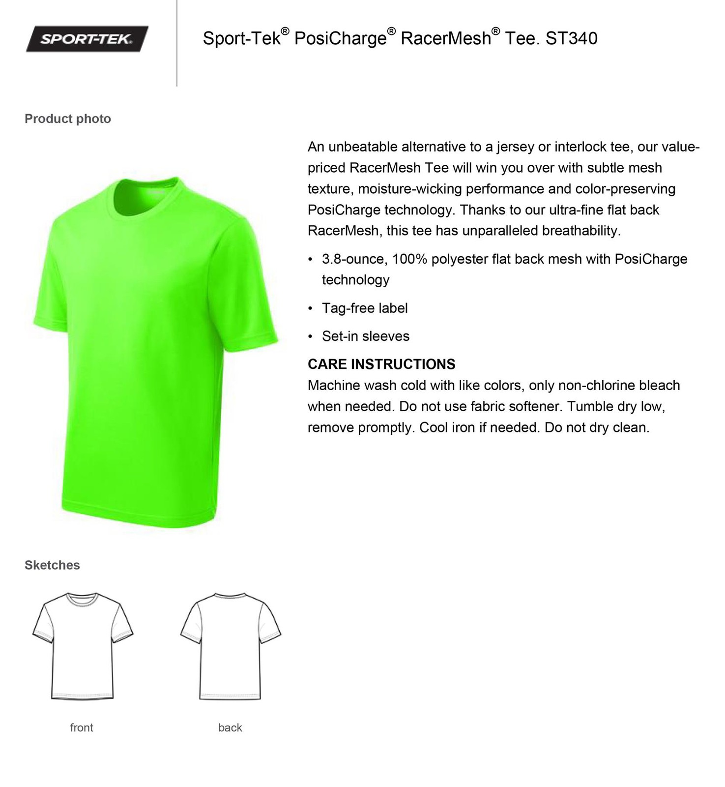 Sport-Tek Premium PosiCharge RacerMesh Performance T-Shirt ST340