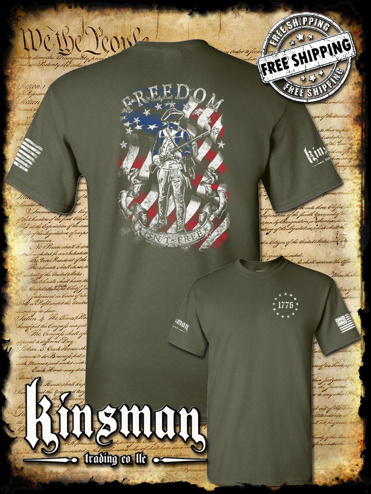 Freedom Isn’t Free Patriotic American Flag 2-Sided T-Shirt – 2nd Amendment USA