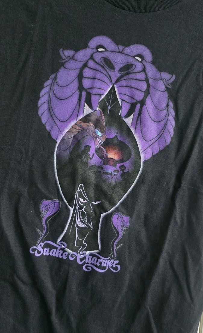 Disney Shirt Adult Small Black Purple Aladdin Jafar Snake Charmer Jasmine Small