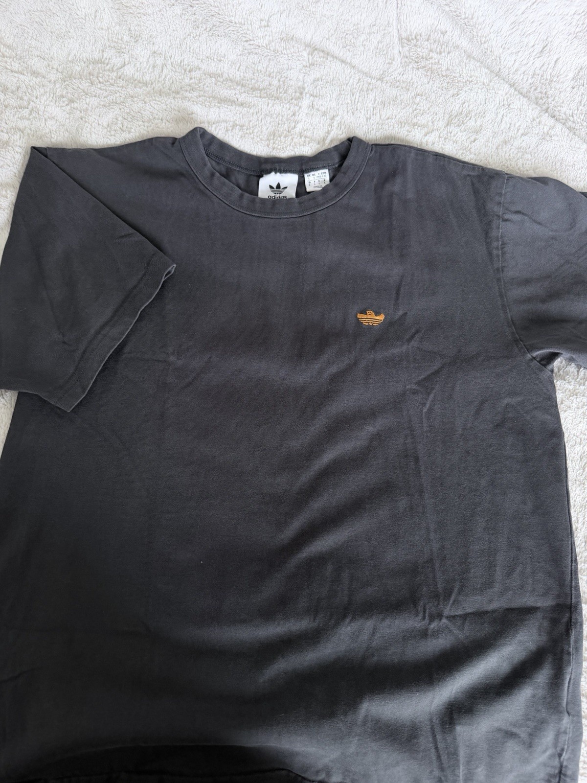 Adidas Shmoofoil Men’s Large Short Sleeve T-Shirt Black W/ Orange Trefoil ghost