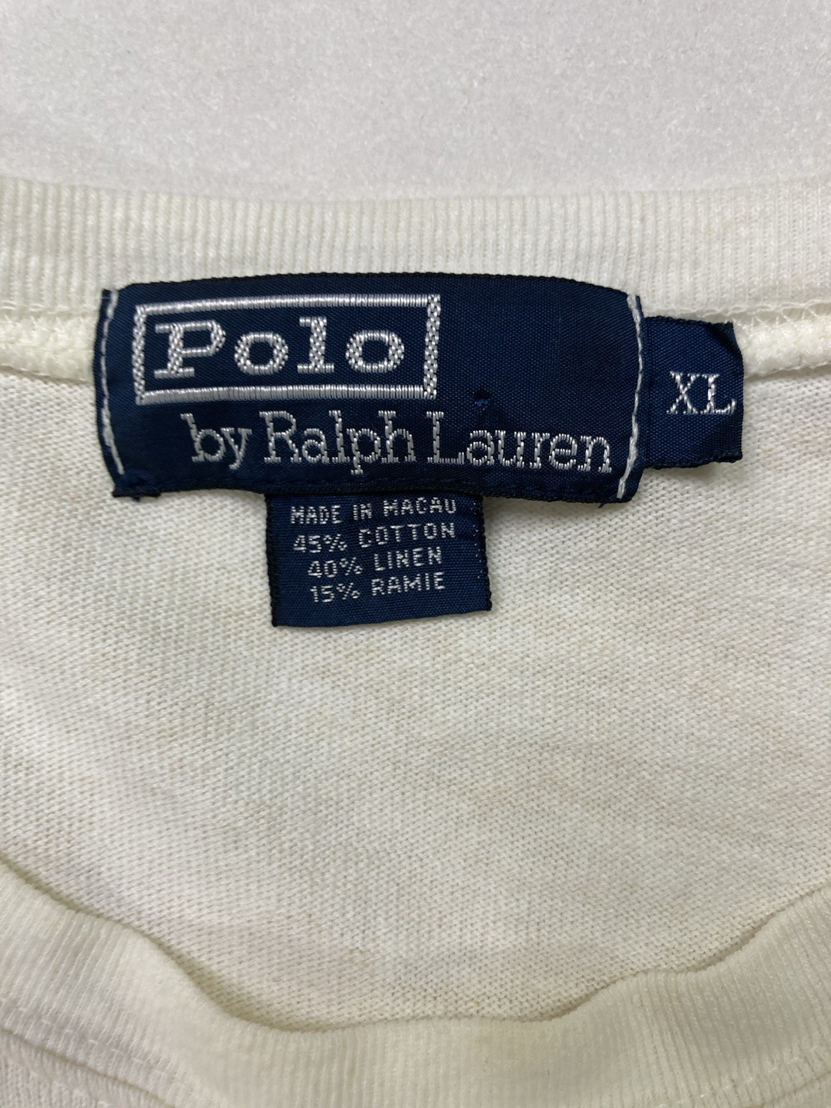 Polo Ralph Lauren Cotton Linen Ramie Blend T-shirt Men XL Ivory Short Sleeve