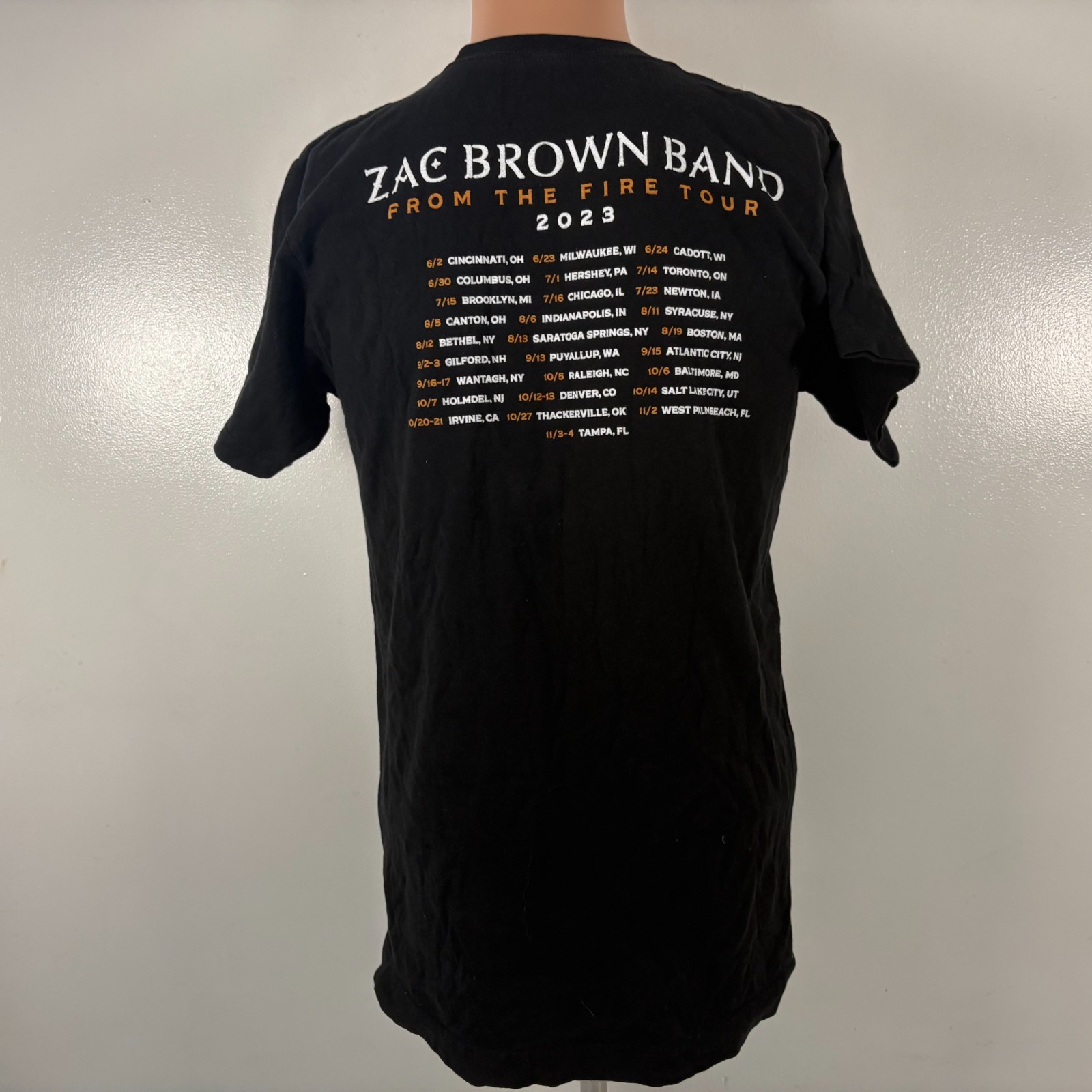Zac Brown Band Tour T Shirt Mens Size M Black 2023 From The Fire Country Band
