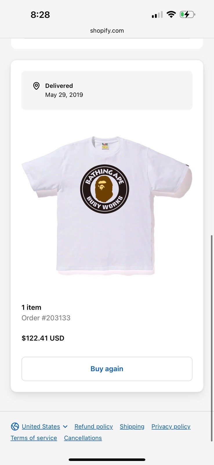 【50% OFF!】 BAPE A Bathing Ape Busy Works Tee White | L