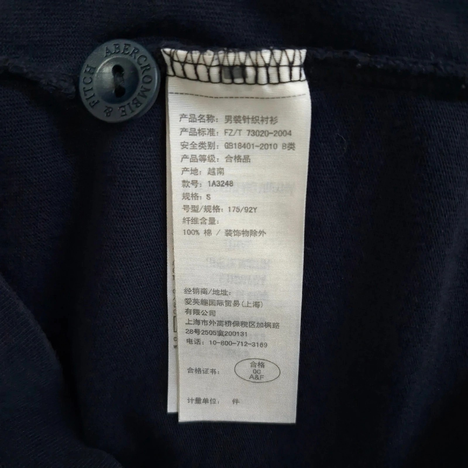 Abercrombie & Fitch Men Small Navy Blue Long Sleeve Henley Shirt Red Moose Logo