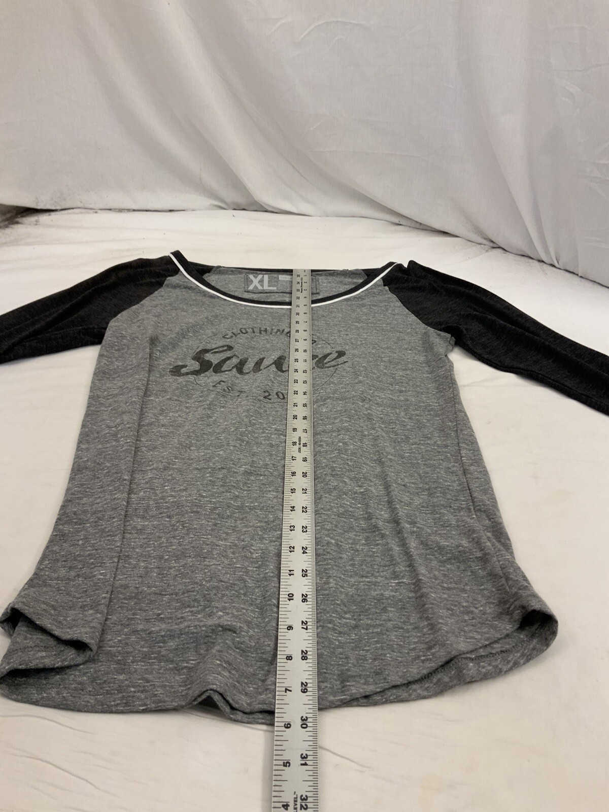 Sauce Hockey Shirt XL Gray 1/2 Sleeve Poly Cotton Rayon Made USA NWT YGI O2-335