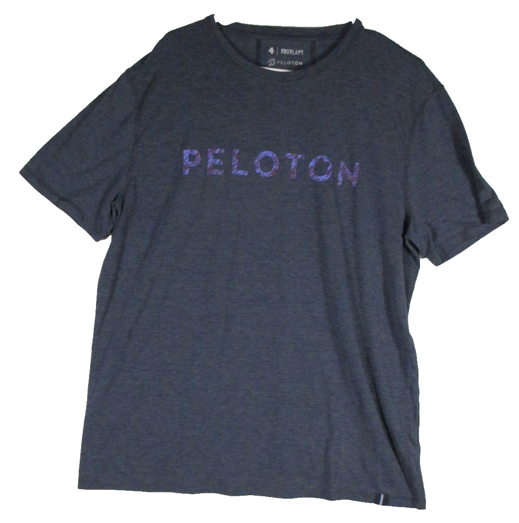 Peloton Mens Pull-On Fourlaps X T-Shirt Crew Neck Short Sleeve Size L Gray