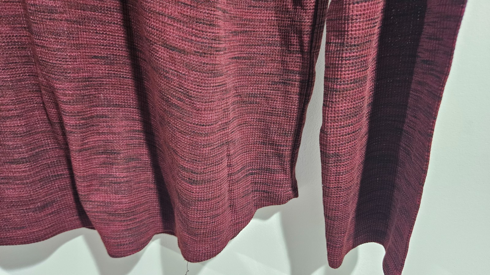 Carbon Men’s Long Sleeve XXL Henley Shirt Burgundy Waffle Knit 3 Buttons