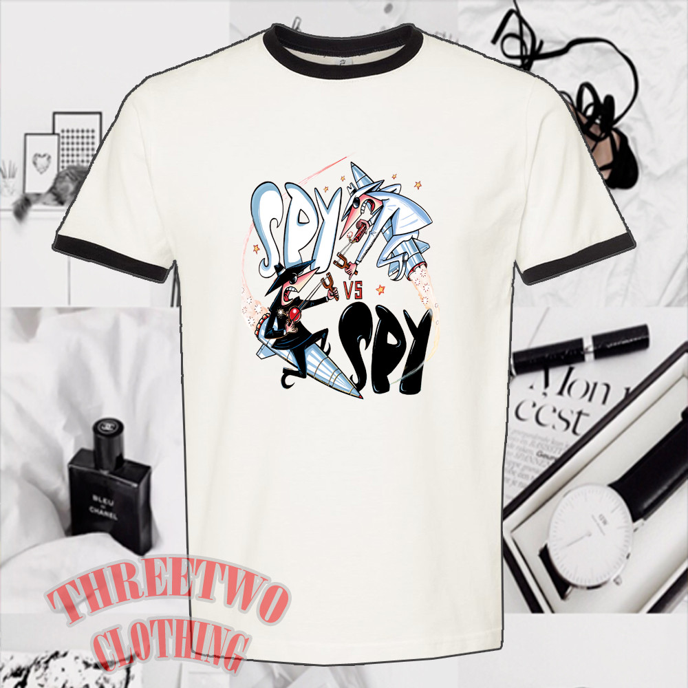 SPY vs SPY Megazine Cartoon TV Show Men’s Ringer Black Size S to 3XL