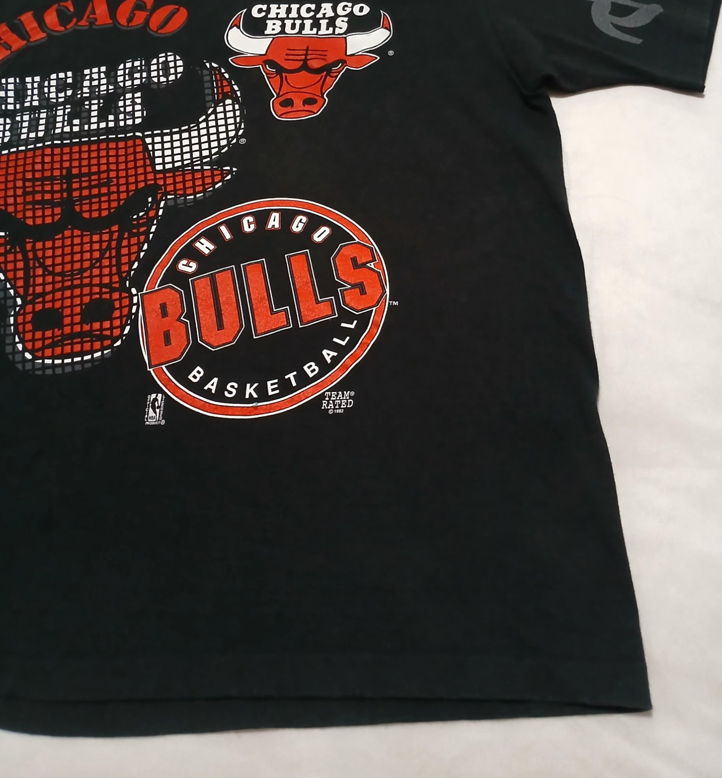 Vintage Chicago Bulls T-Shirt XL Team Rated Boxy Fit Grid Single Stitched 1991