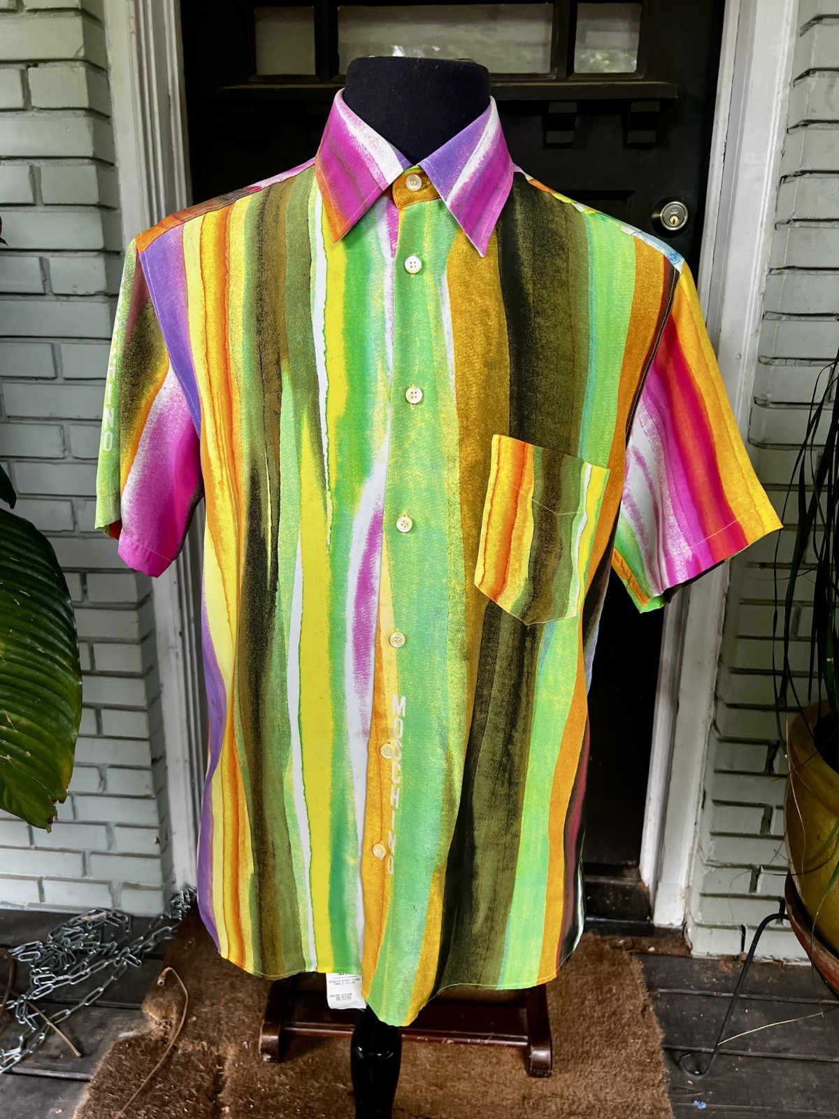 Vintage Moschino Cheap & Chic 2 piece multi-color striped pants/button-up shirt