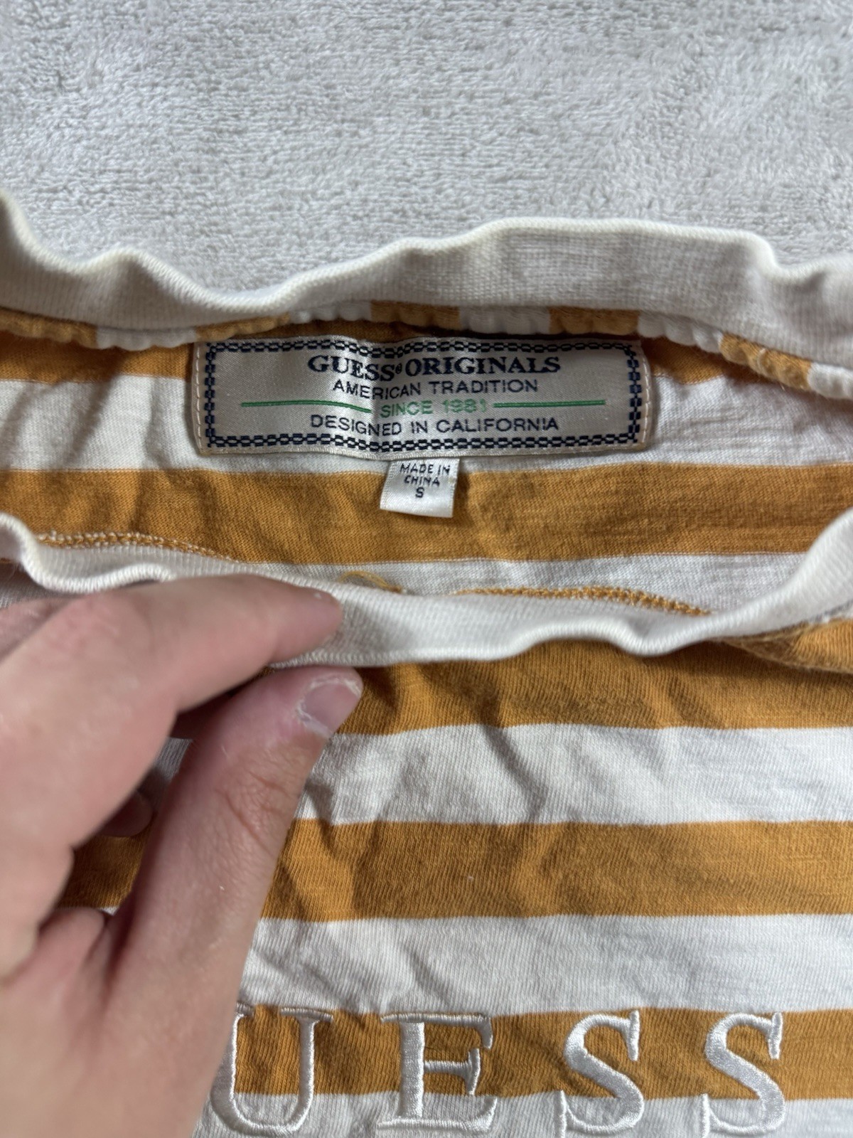 Guess Originals Multicoloured Striped Shirt Size Small Men’s White/ Multicolor
