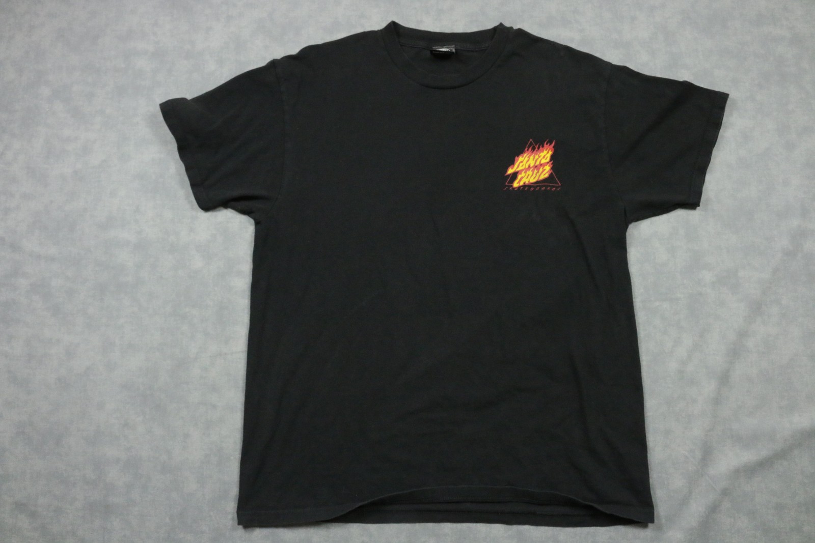 Santa Cruz Shirt Mens Medium Black Flame Logo Skateboards Graphic Tee Back Print