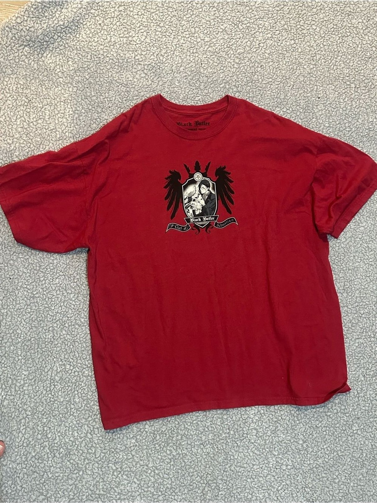 Black Butler Anime Graphic T-Shirt Red Size XXL Ciel & Sebastian Crest