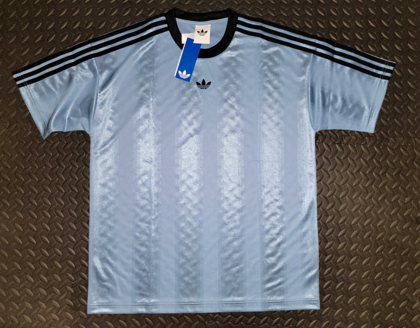 RARE! NEW MEN’S ADIDAS ORIGINALS TREFOIL JACQUARD SHIRT ~SIZE XL #JW587 BLUE