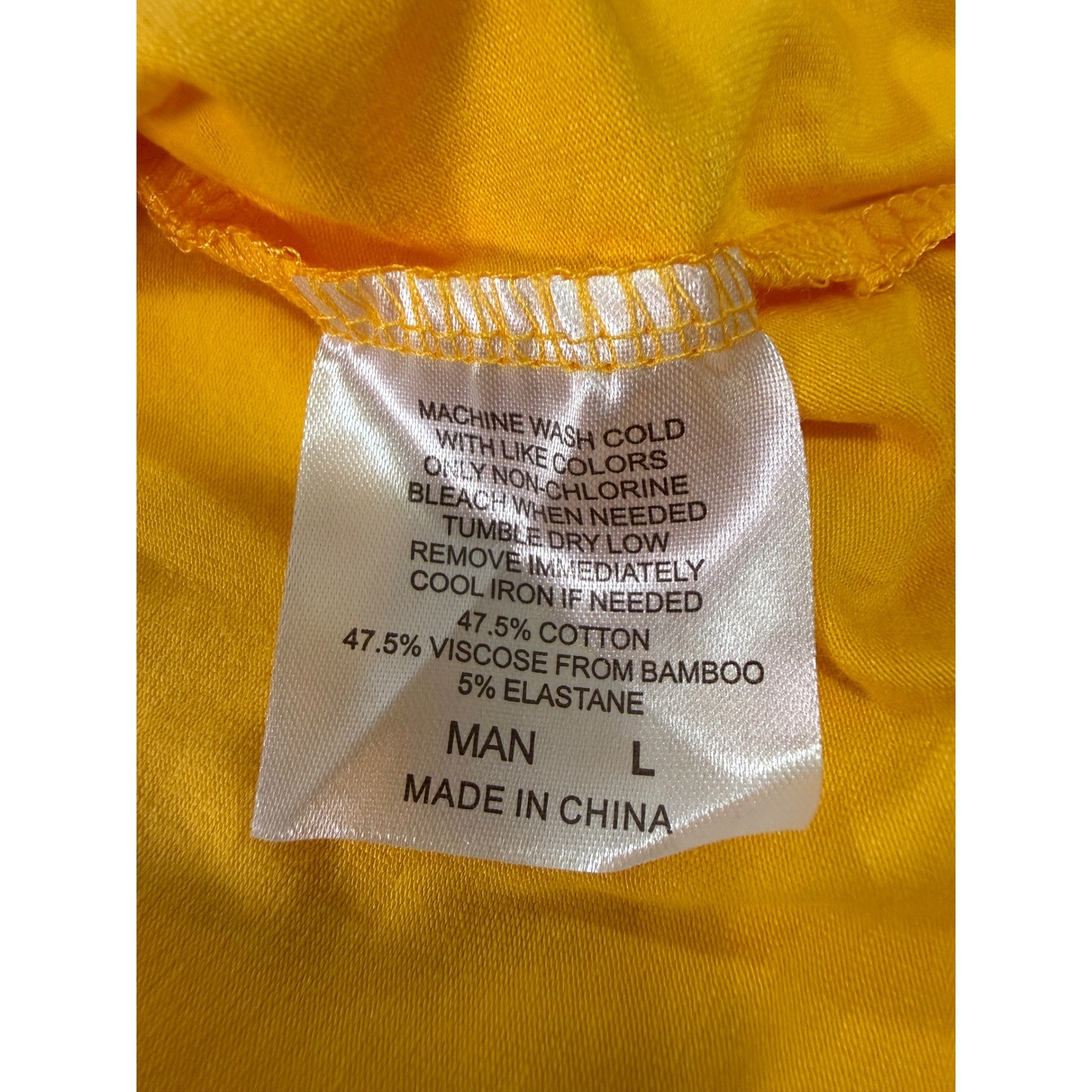 Royal Avalon Sun-Ray UV Protection Bamboo Blend T-Shirt Mens Large Yellow Solid