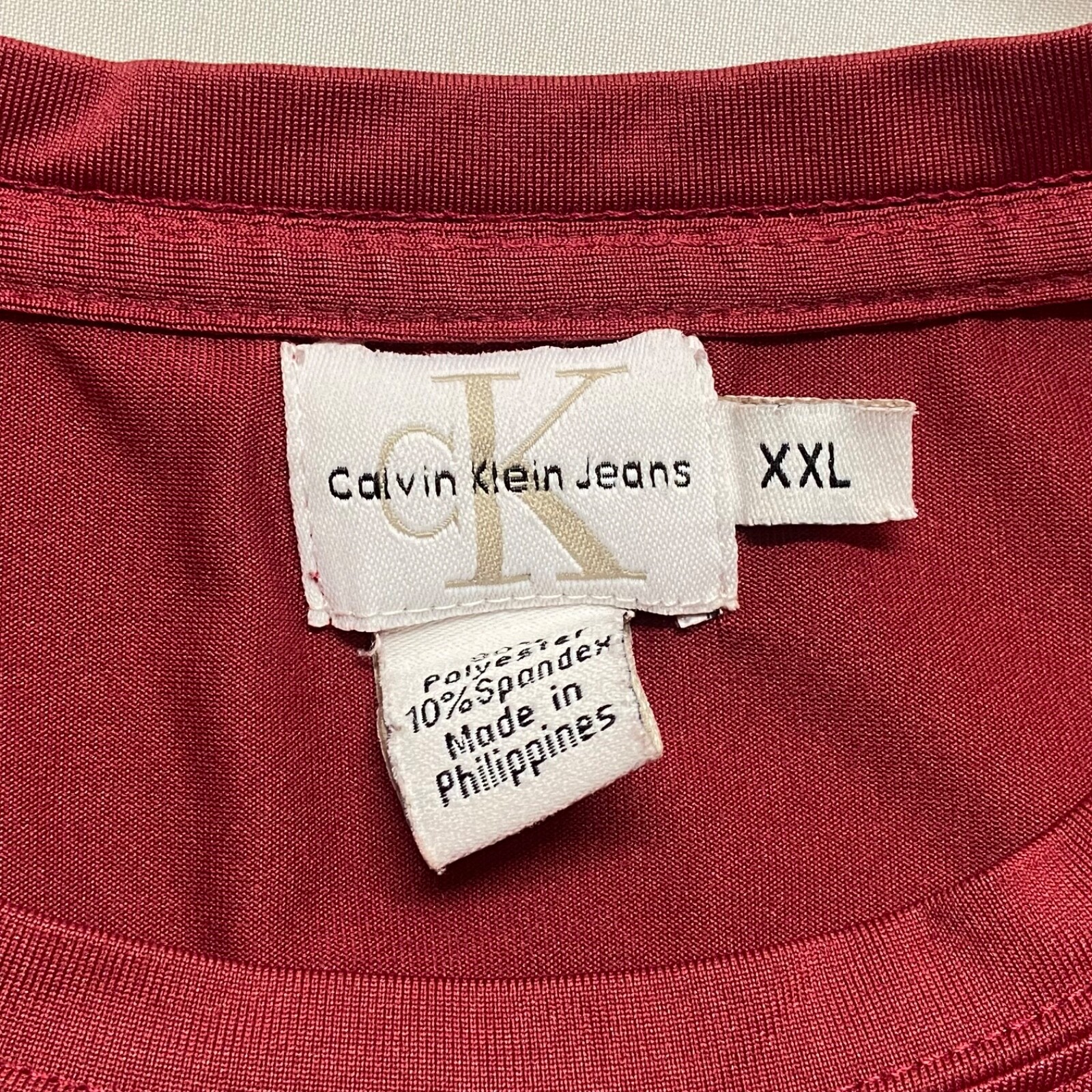 Calvin Klein Jeans Tee Men’s XXL Deep Red CK Performance Active Wear T-Shirt