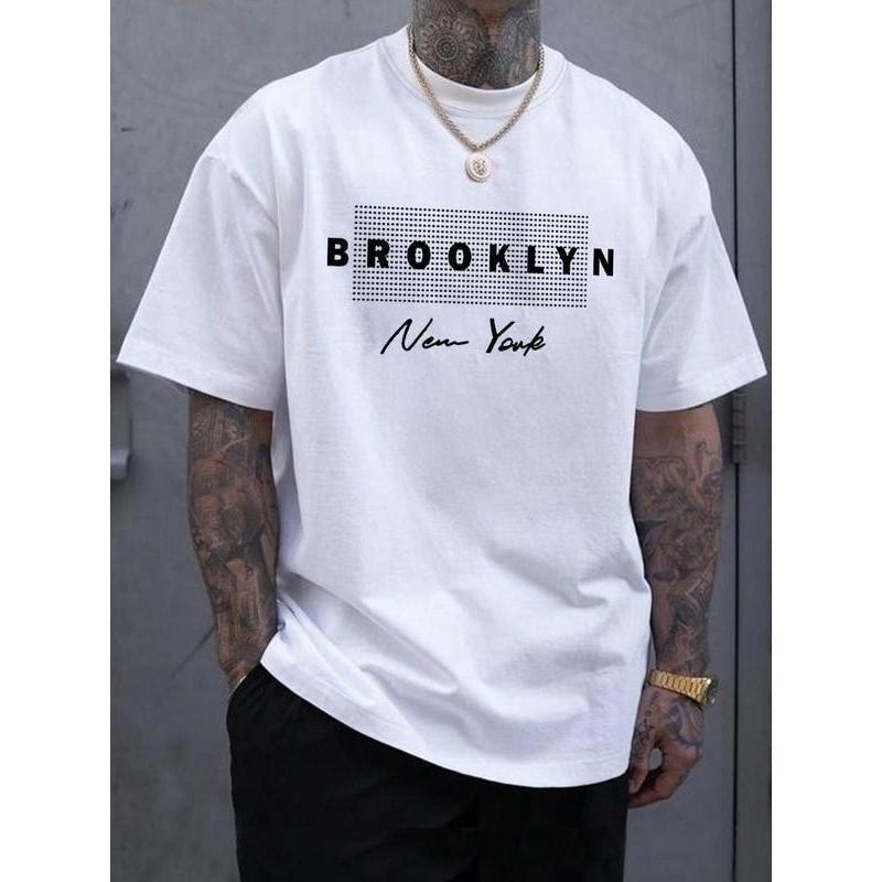 Men’s Letter Print Round Neck Tee, Men’S Summer Clothes Summer Outfits