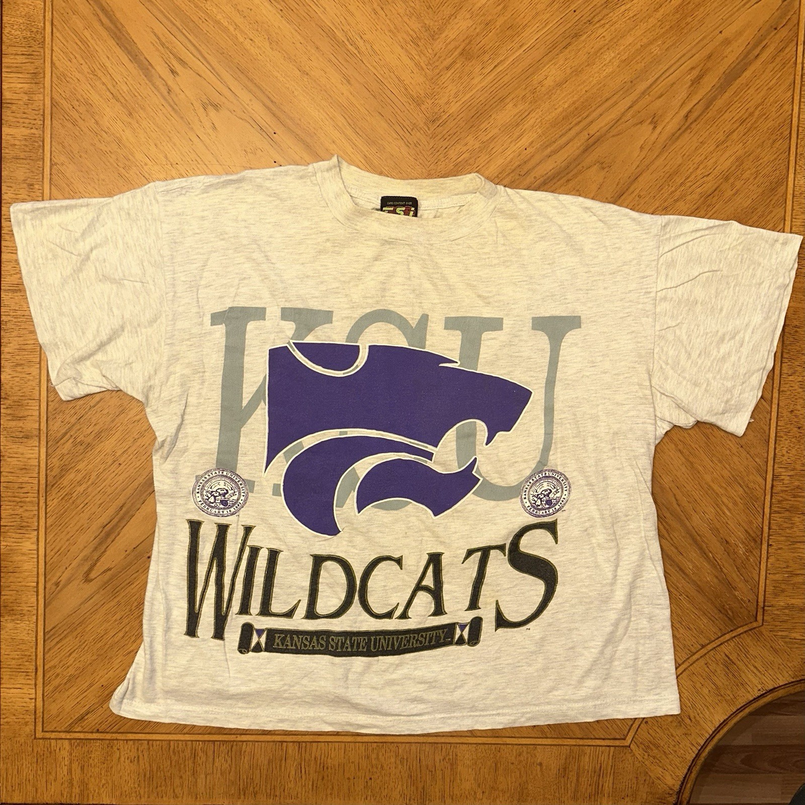 Vintage Kansas State University Tshirt Adult Gray Size XL TSi KSU Wildcats Tee