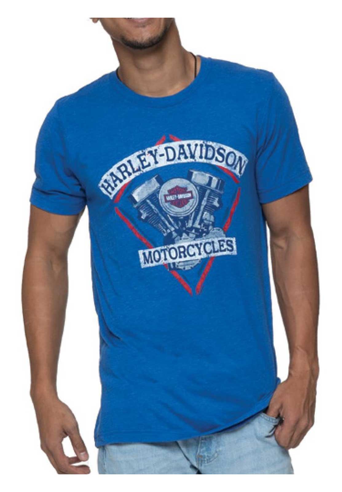 Harley-Davidson Men’s Pander Short Sleeve Tri-Blend T-Shirt, Royal Blue