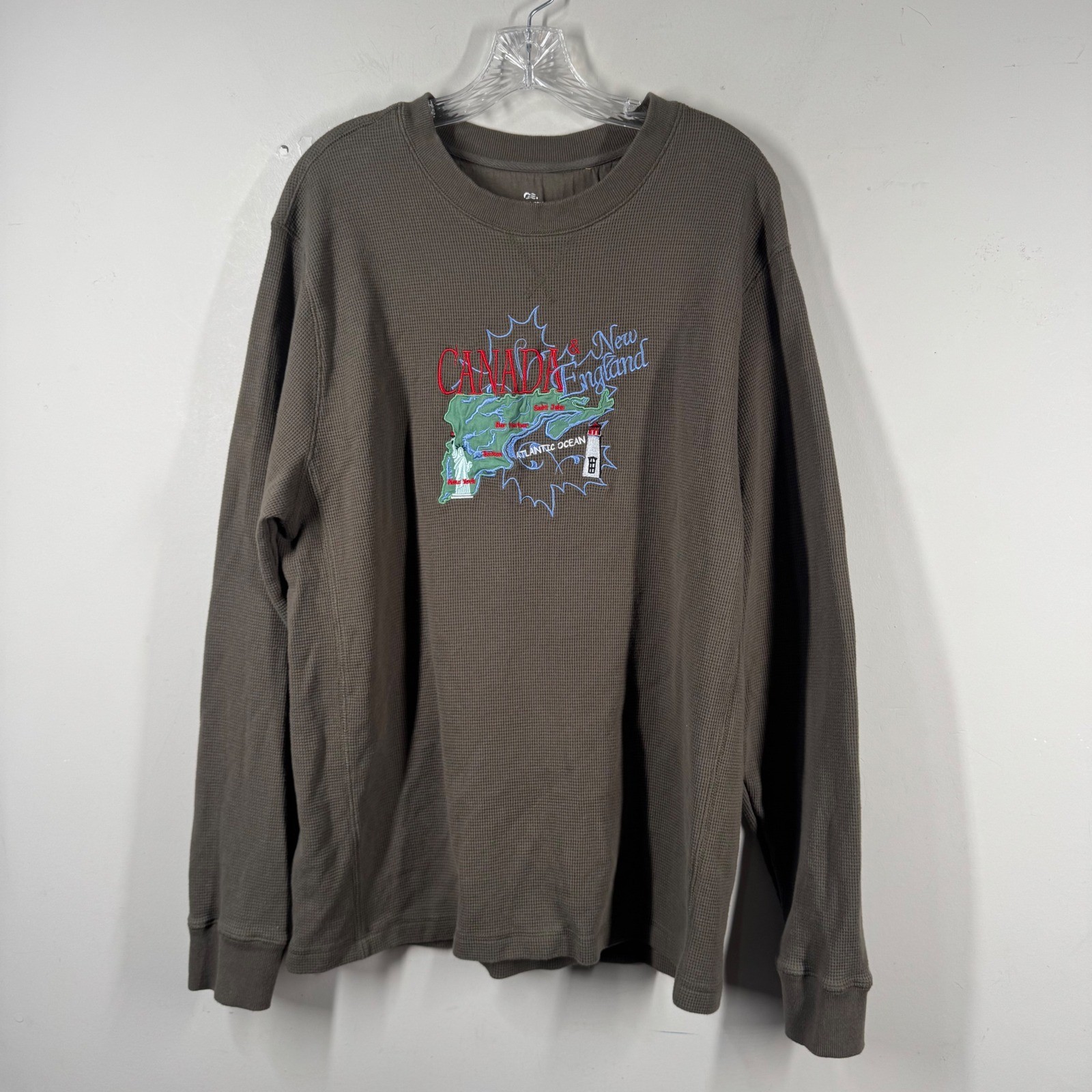 Princess Cruises Mens XXL Canada New England Thermal Waffle Knit Shirt Brown