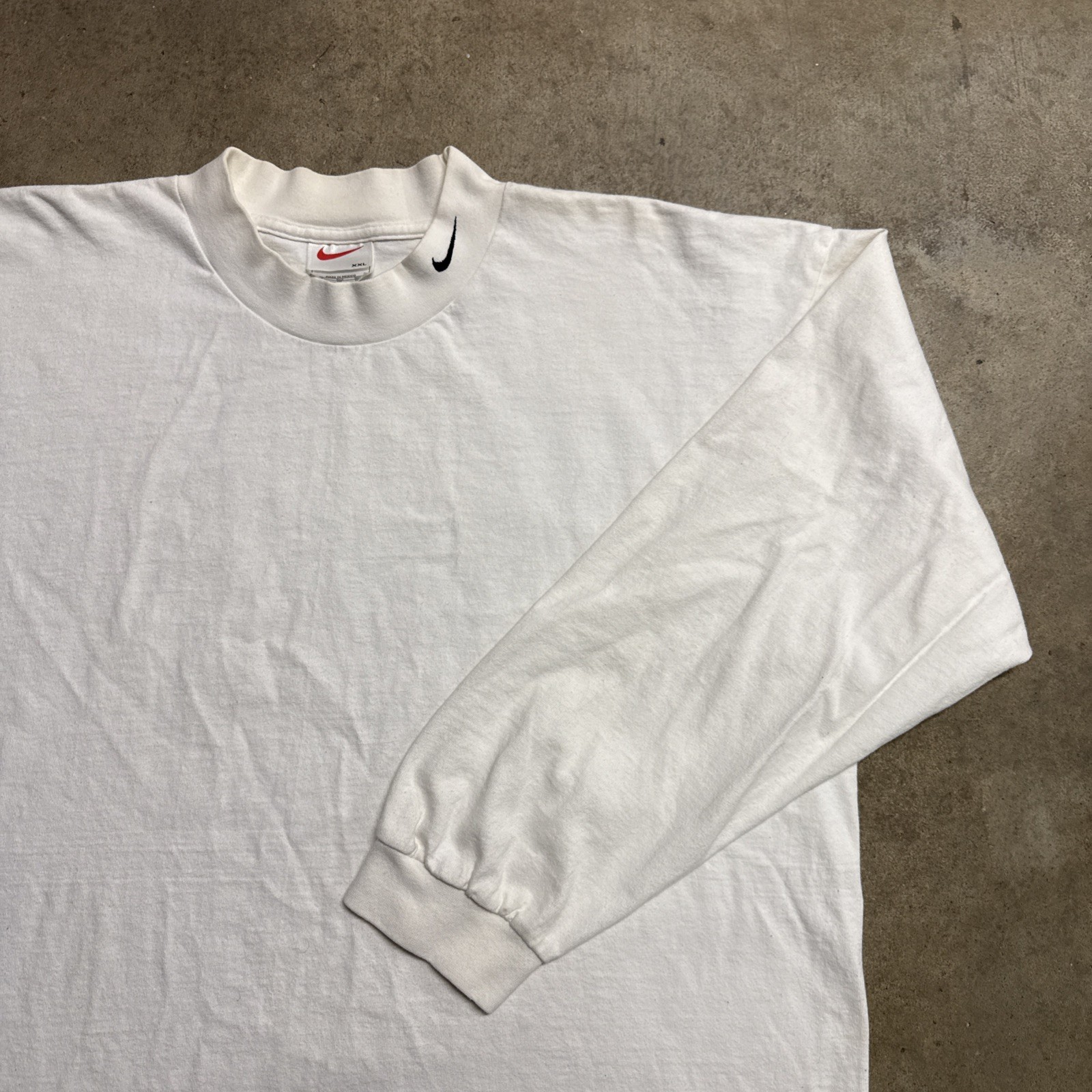 Vintage Nike Shirt Mens 2XL White Long Sleeve Mock Neck Swoosh ACG Thermal USA