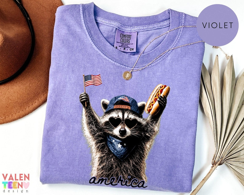 Comfort Colors Feral Raccoon Shirt Patriotic USA Funny 4th of July Tee