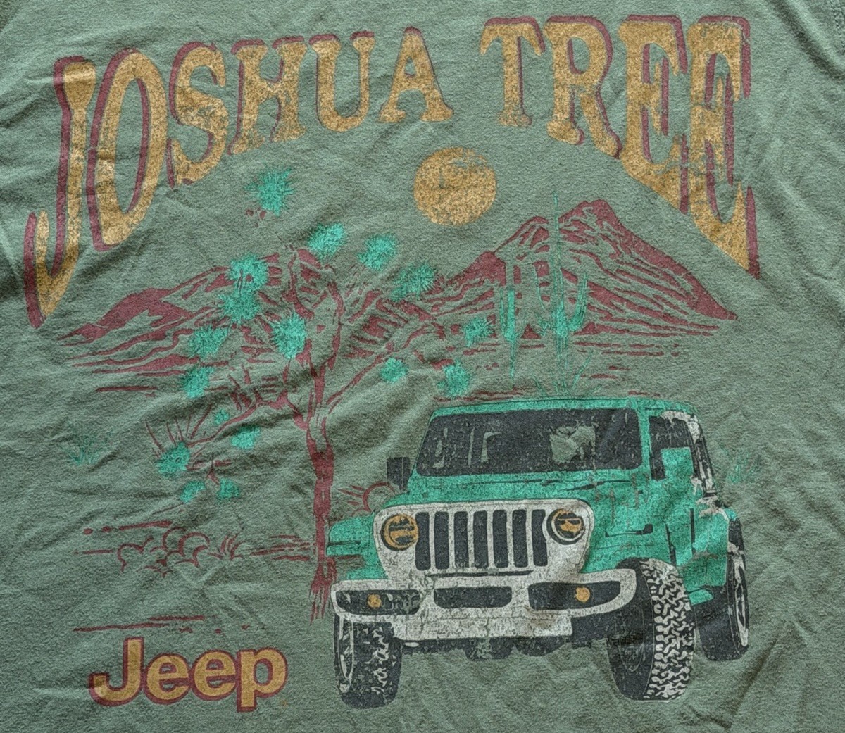 Goodfellow & Co Jeep Joshua Tree Green Graphic Print Tee XL Crew Neck Cotton