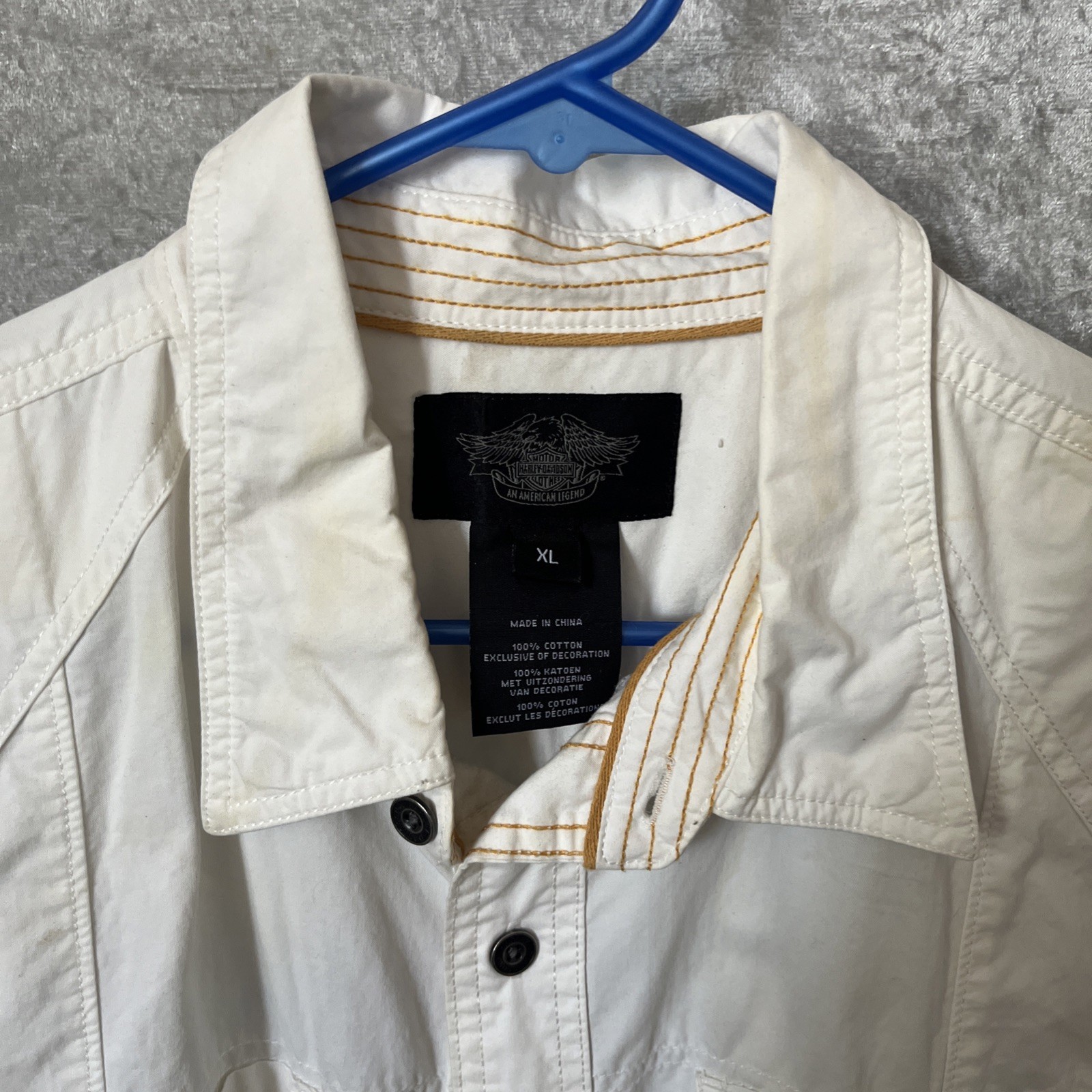 Harley Davidson | Chain Stitch Embroidered T-Shirt White | Size XL
