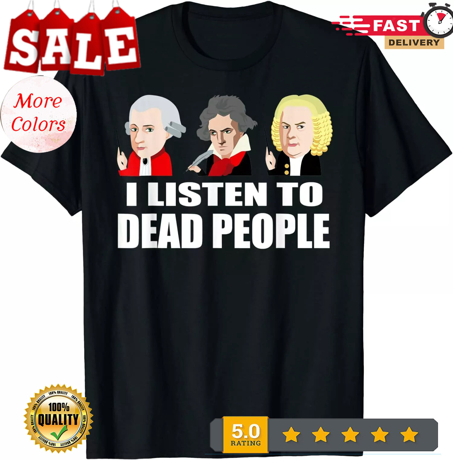 2025/NEW LIMITED Dead People Classical Music Mozart Beethoven Bach Tee T-Shirt