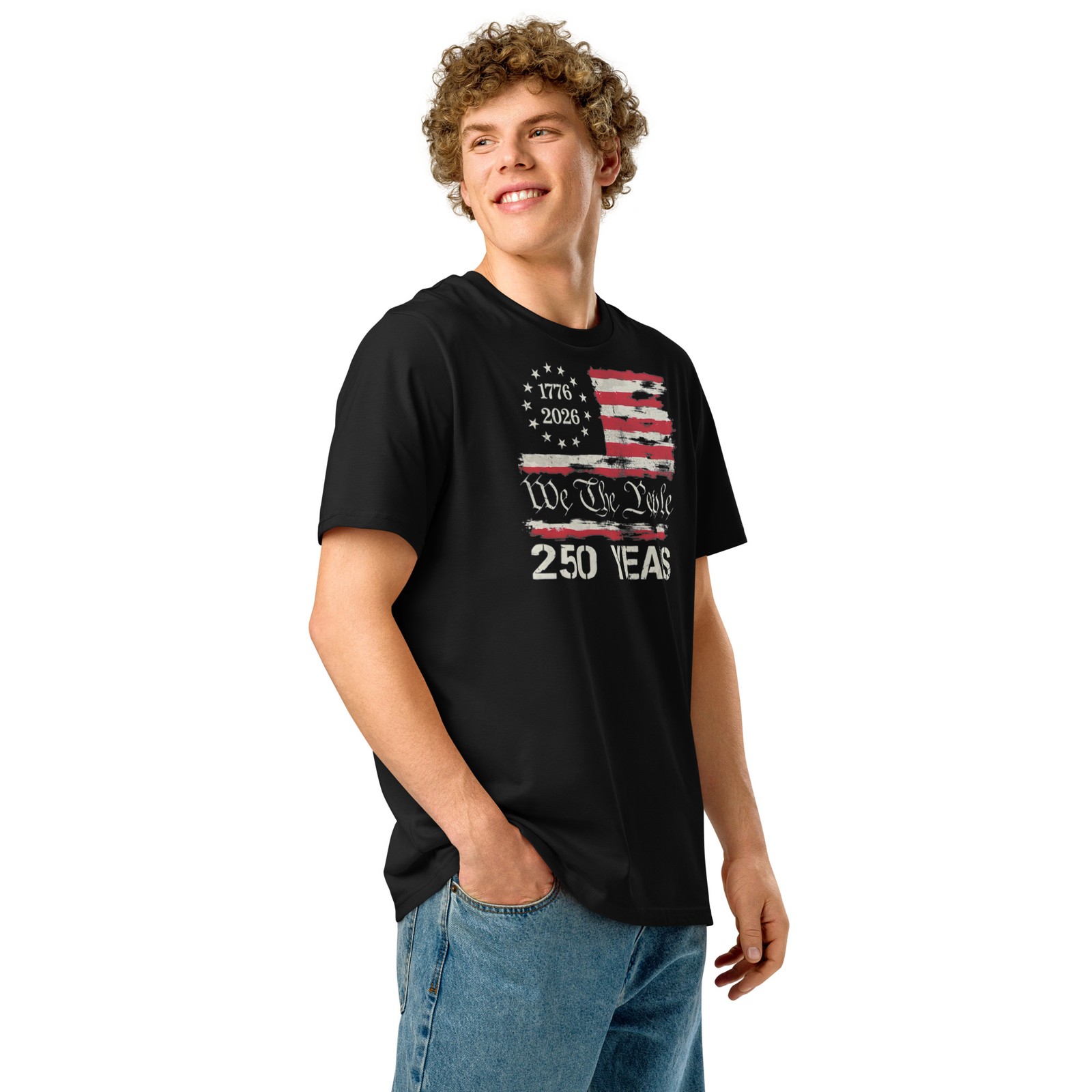4th of July 1776 2026 250th anniversary Unisex organic ribbed neck t-shirt